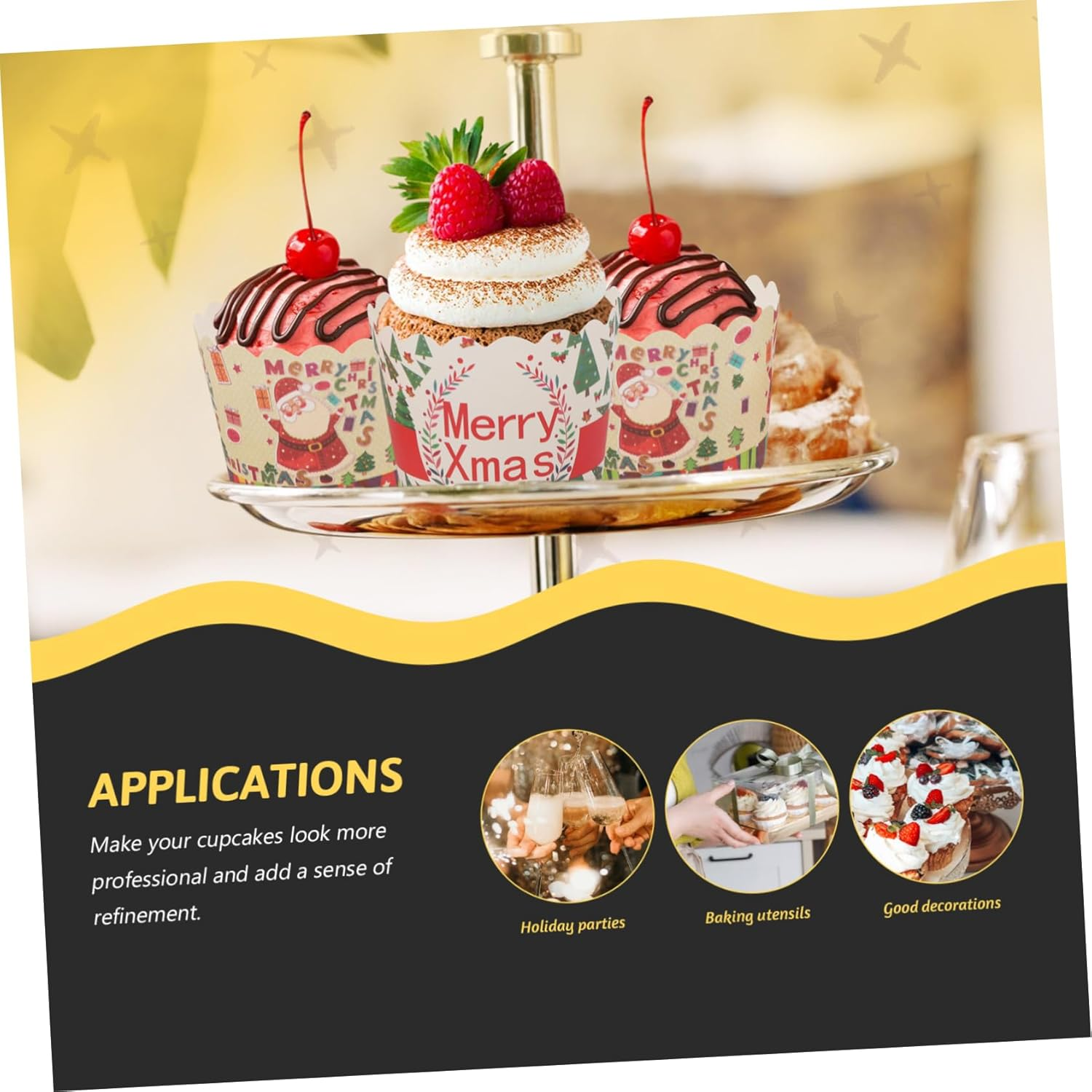 WOONEKY 150Pcs Baking Cup Cake Cup Muffin Non-Stick Paper for Baking Supplies for Christmas Parties and Occasions Random Color image number 4