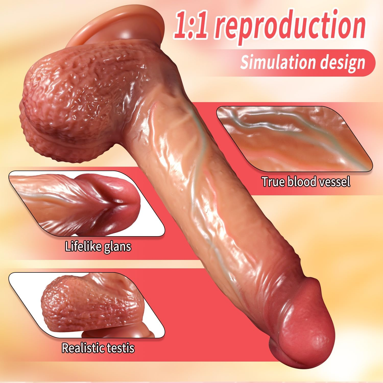 Movable Foreskin Dildos,8.46 Inch Huge Thick Dildo Sex Toys for Women, Double Silicone Dildo with Powerful Suction Cup,Adult Sex Toys image number 3