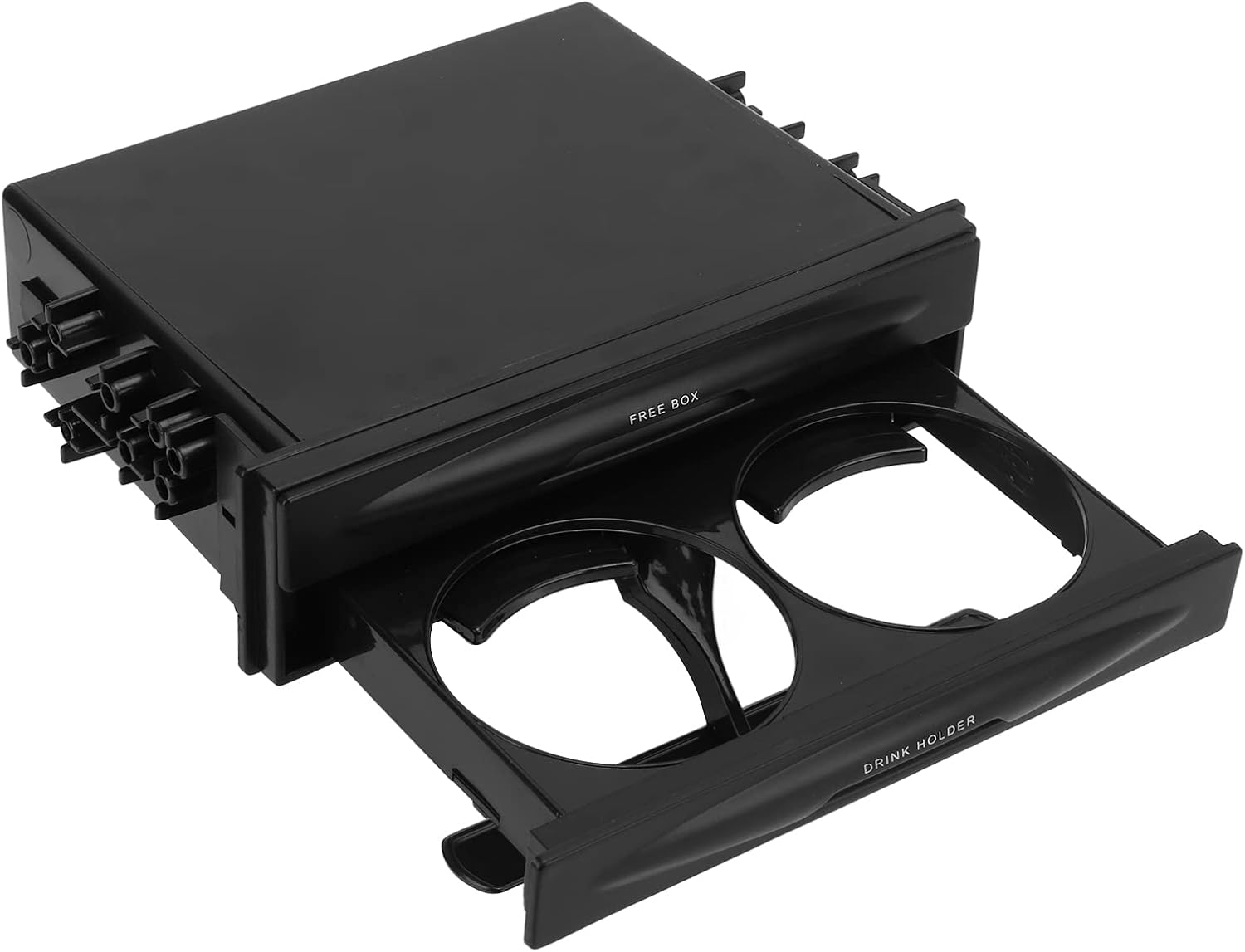 1 DIN 2 Layer Radio Storage Box with Cup Holder for Universal Car Fit Durable ABS Interior Organizer for Small Items Compact Cars Suvs Road Trip Family Use Office Commute image number 2