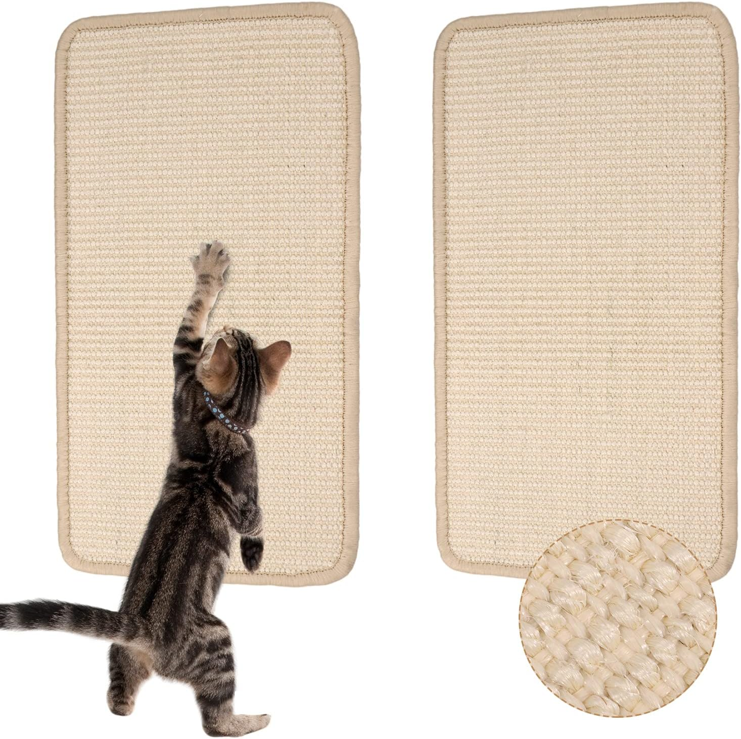 2Pcs Cat Scratcher Mat Sisal Cat Scratching Pad 9.8X19.7Inch Cat Scratch Rug for Indoor Cats Multipurpose Practical Cat Scratch Pad for Couch Floor Wall Furniture image number 3