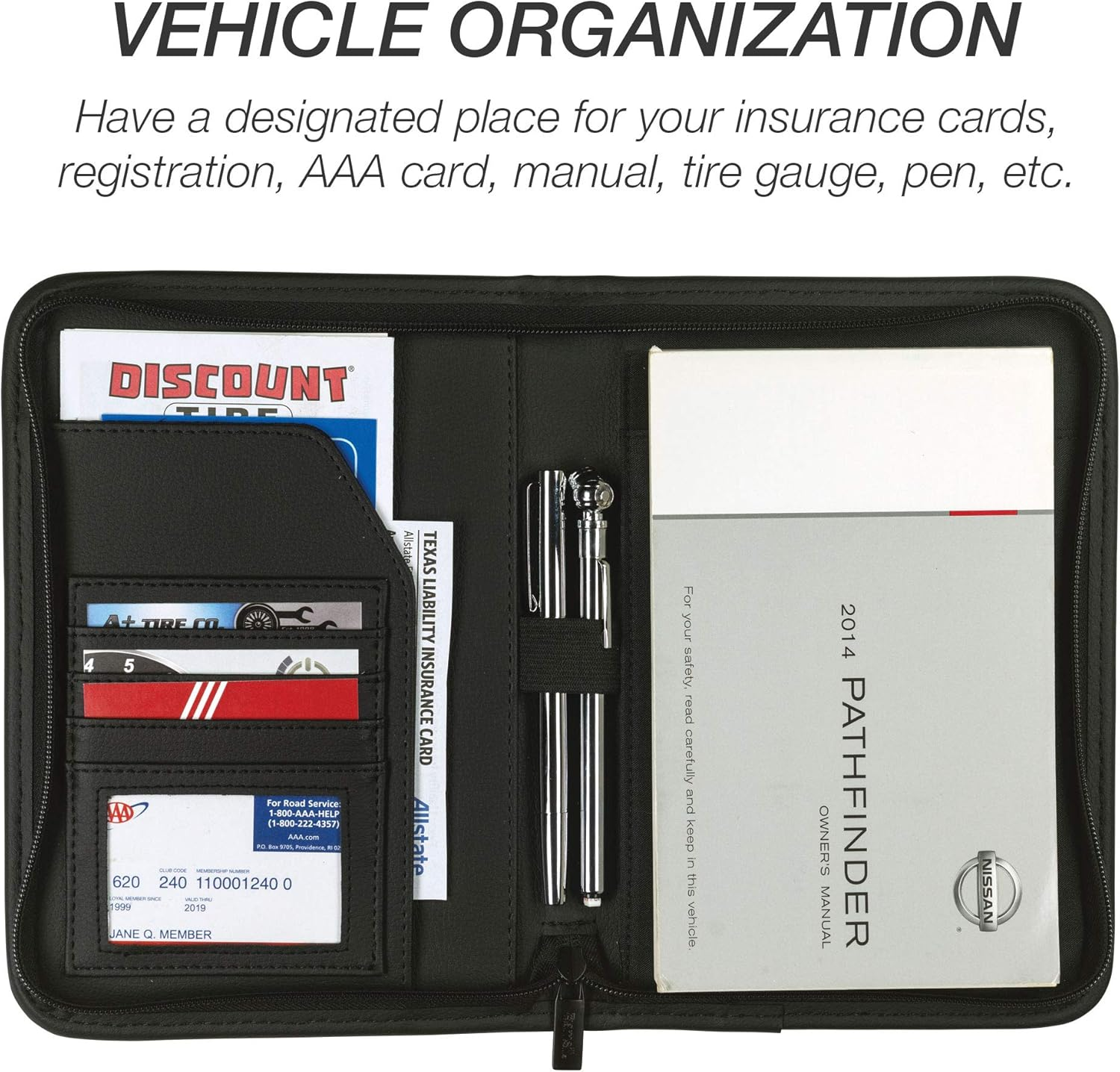 Samsill Glove Box Organizer, Compact 7.25 X 10 Inches, Zipper Car Organizer - Owner'S Manual, Car Document Holder, Black image number 2