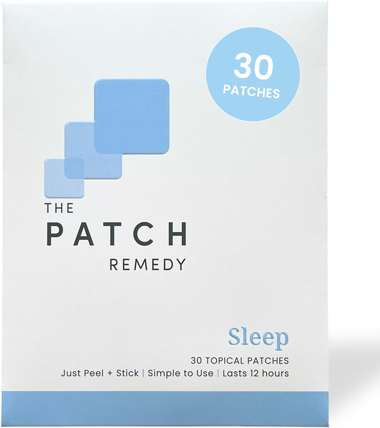 The Patch Remedy Original Sleep Patches - 30 Topical Sleep Support Patches with Valerian Root Extract, Passionflower, Hops, Magnesium Glycinate | Sleep Aid Transdermal Skin Stickers