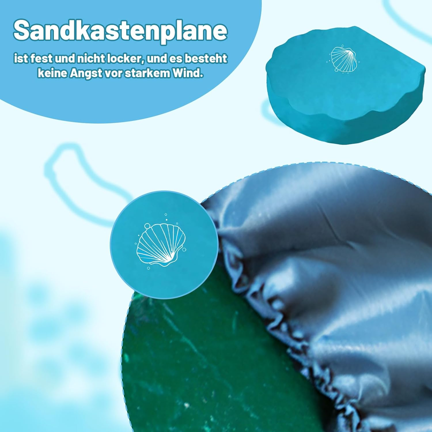 Elevapulse Sand Shell Cover 100 X 15 Cm, Waterproof Sandpit Tarpaulin with Lid for Shell Sandpit XXL, Perfect Protection for Outdoor Sand Shells and Playgrounds image number 2