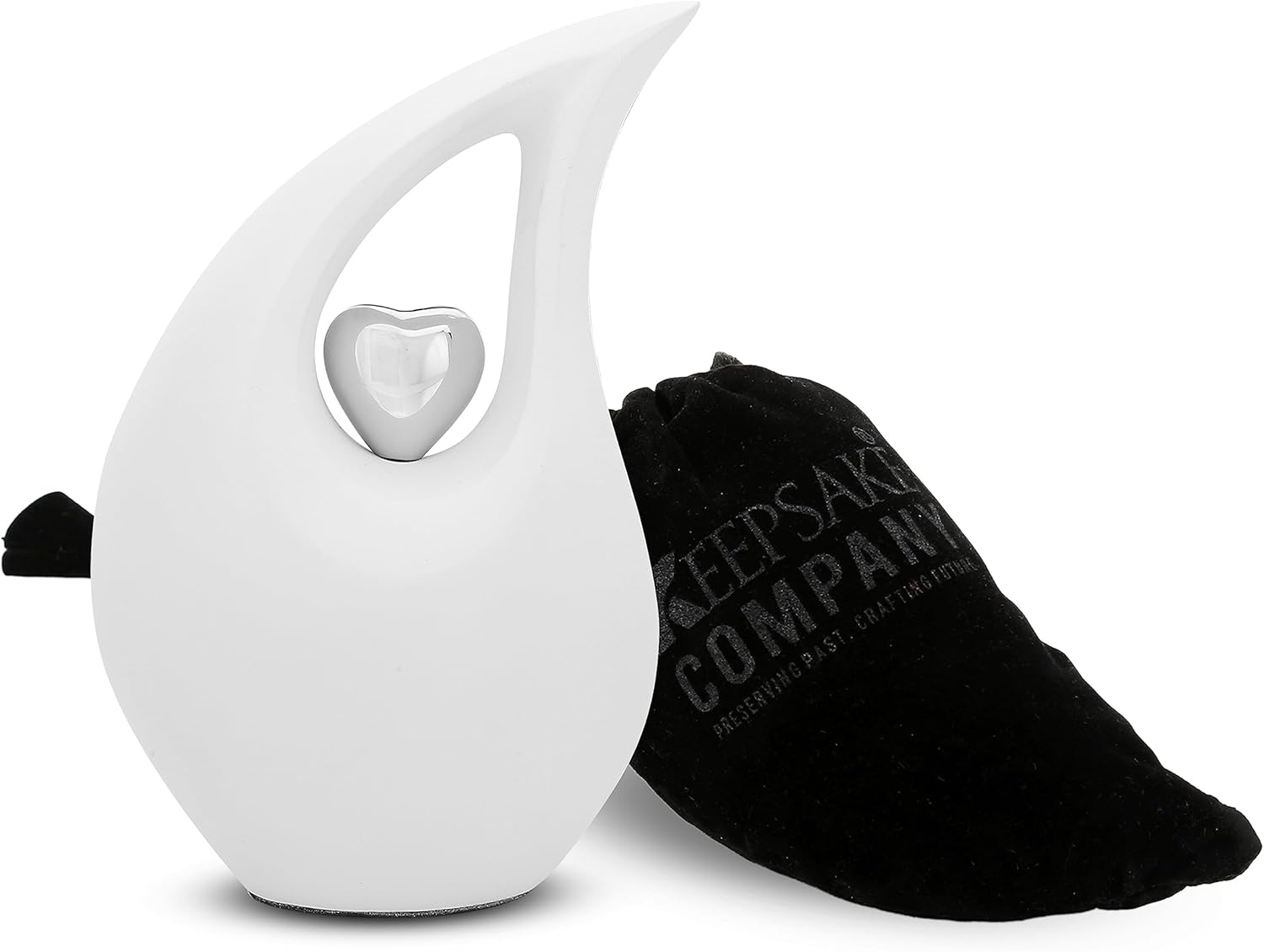 KEEPSAKE COMPANY White Tear Drop Medium Urns for Human Ashes with Silver Heart (6 Inch Height)-Unique Medium Urn-Decorative Urns-Cremation Urn-Burial Urns-Keepsake Urn-Funeral Urn-Funeral Urns image number 5