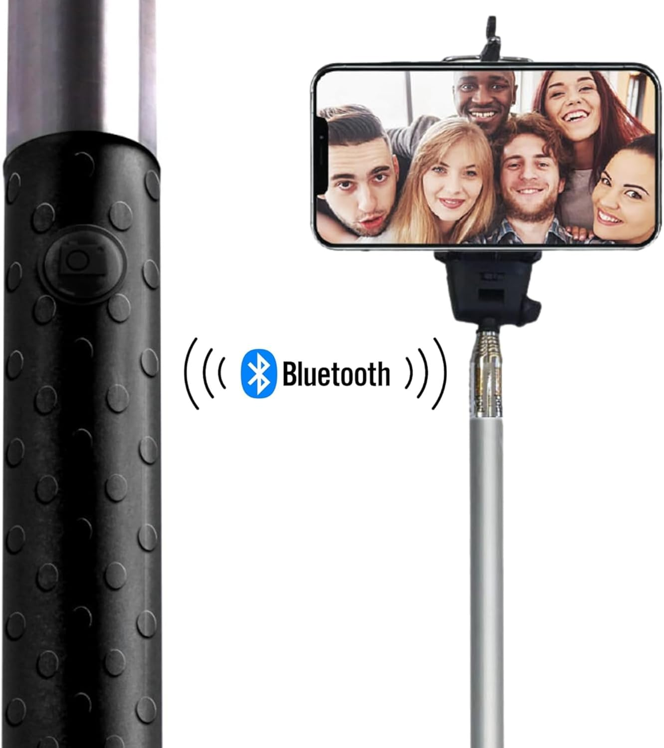 Laser Bluetooth Selfie Stick with Adjustable Phone Holder, Extends to 100Cm, Built-In Shutter Button, Micro USB Rechargeable, Spring Lock, Fits 5Cm to 8Cm Phones, Ideal for Travel and Group Photos image number 5