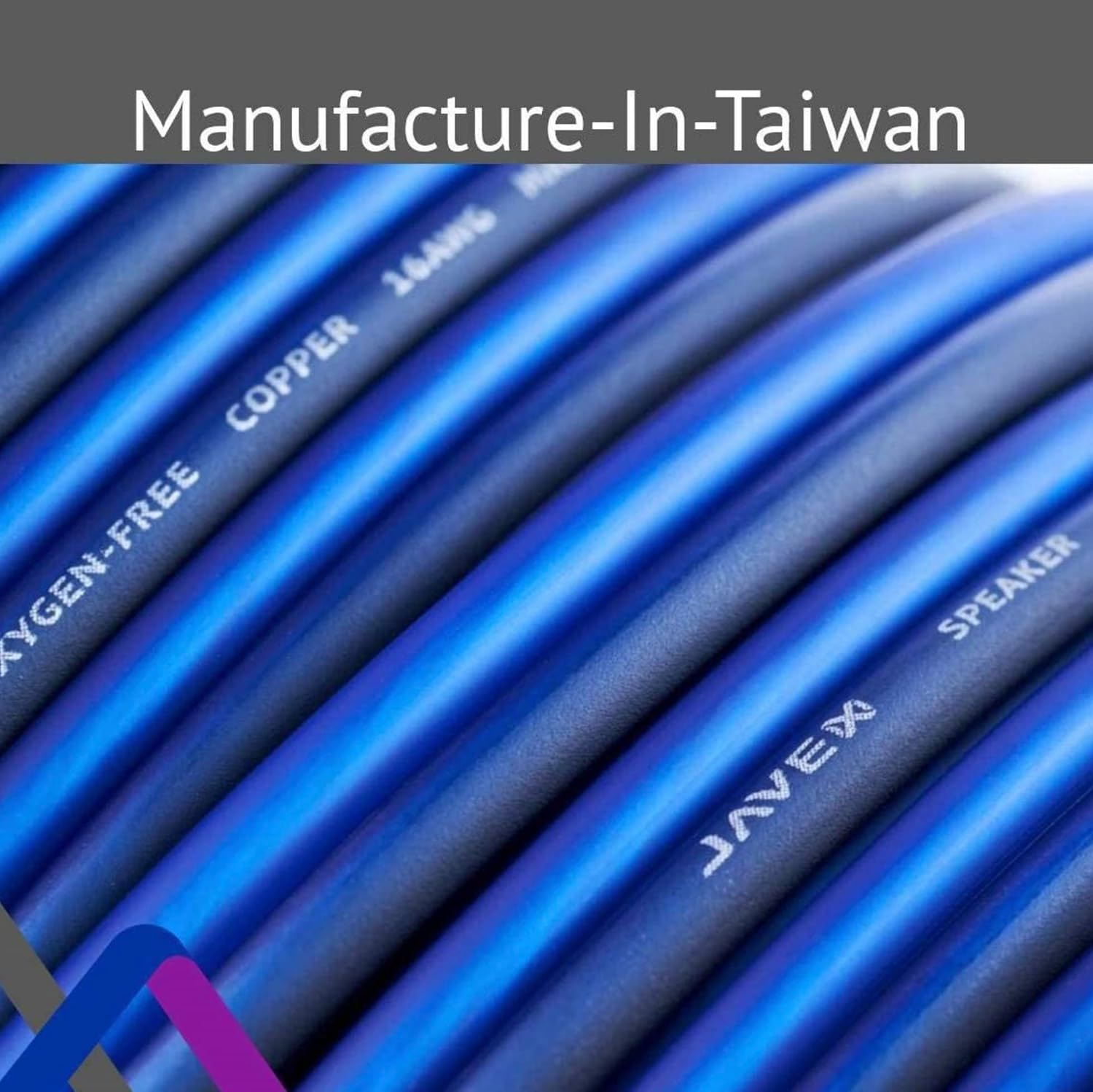 JAVEX 12-Gauge AWG Audio Speaker Wire (250 FT), [OFC Oxygen-Free Copper] Thin Flat Cable for Automotive Car Stereo Audio, HI-FI Stereo, Home Theater, Blue/Black image number 2