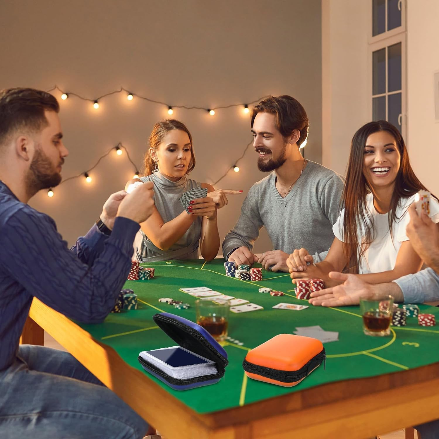 Pvieked 4 PCS Travel Cards Hard Case, Card Case Compatible with MTG, Portable, Sturdy, Zipper Opening, 4 Compartments, Waterproof, 11.5 X 8 X 4 Cm / 4.5 X 3.15 X 1.57 Inch