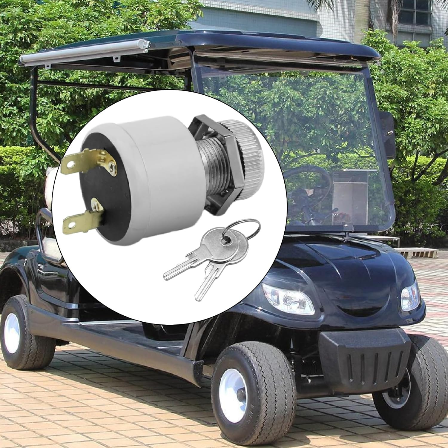 EATAKWARD 17421G1 Ignition Switch W/Key Replacement for EZGO Electric Golf Cart 2 Prong 4 Key Free Terminals Carabiner Golf Cart Starter Switch Ignition Key Switch image number 5