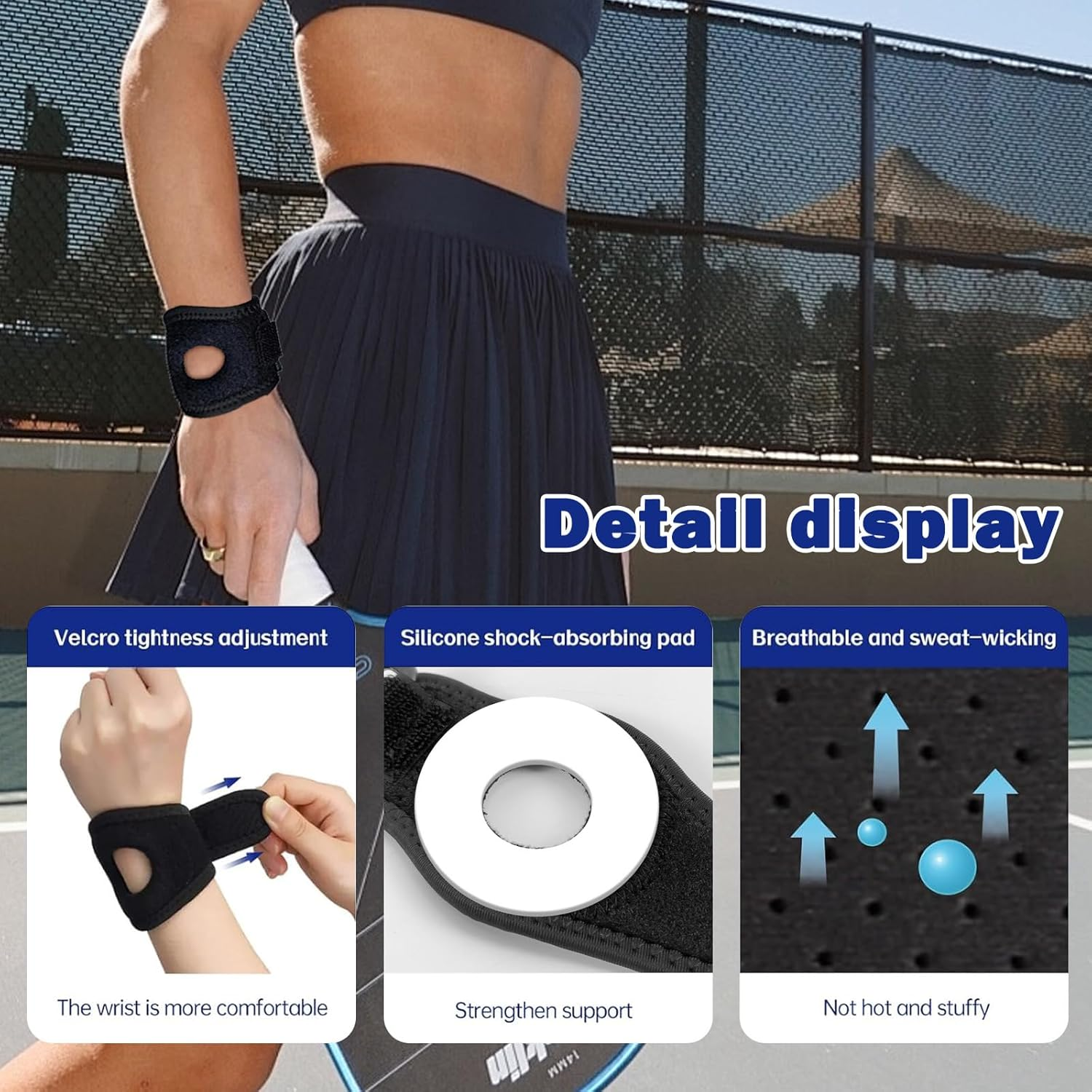 TFCC Wrist Brace Wrist Widget - Adjustable Flexible Wrist Straps with Holes, Hand & Wrist Support for Weight Bearing Strain Sport Pain Relief, Fits TFCC Tears, Left & Right Wrist Band (L/XL) image number 2