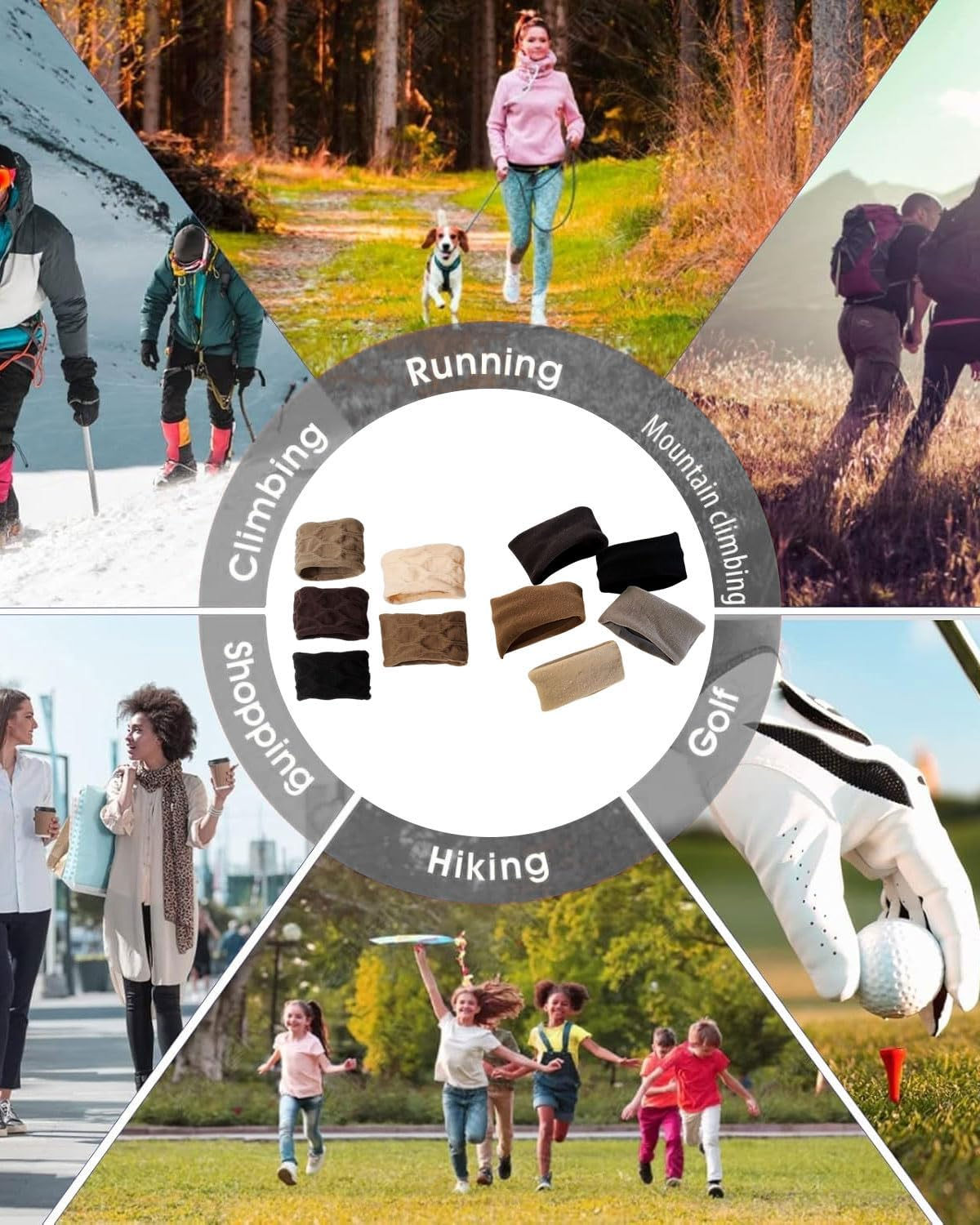 WUNZILO Pack of 10 Hair Bands for Women Girls Large Elastic Strong Hair Bobbles Seamless Cotton Holder Ties Stretching Ponytail Hair Pompoms for Thick Heavy Curly Hair, Brown Colour image number 1