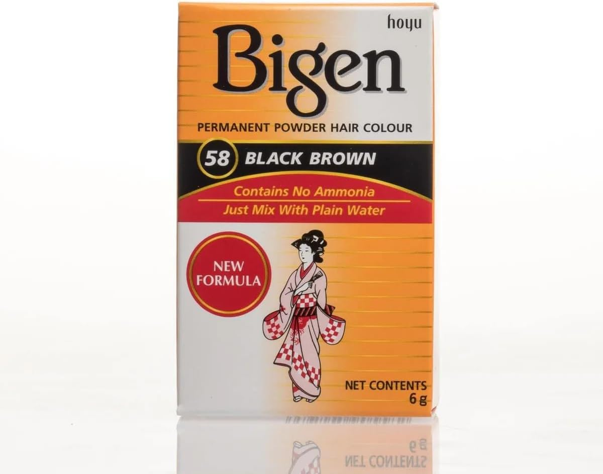 Bigen Permanent Powder Hair Color 58 Black Brown 1 Ea (Pack of 4)