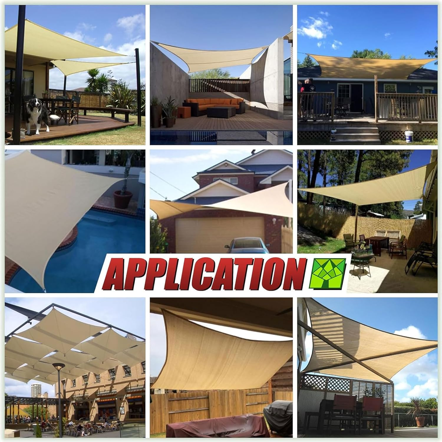 Sun Shade Sail Canopy, with Hardware Kits,95% UV Blockage Waterproof, Patio Shade Cloth Outdoor Cover - for Garden, Pergola, Backyard,Swimming Pool (4*4*4M, Triangle) image number 5