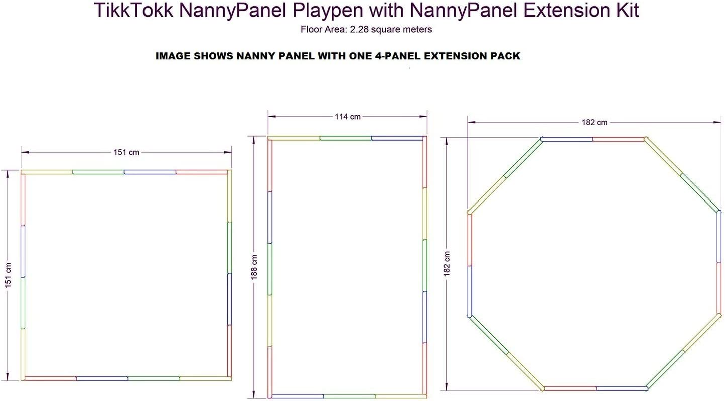 Tikktokk Nanny Panel Extension Kit (4 Panels), Multicoloured image number 5