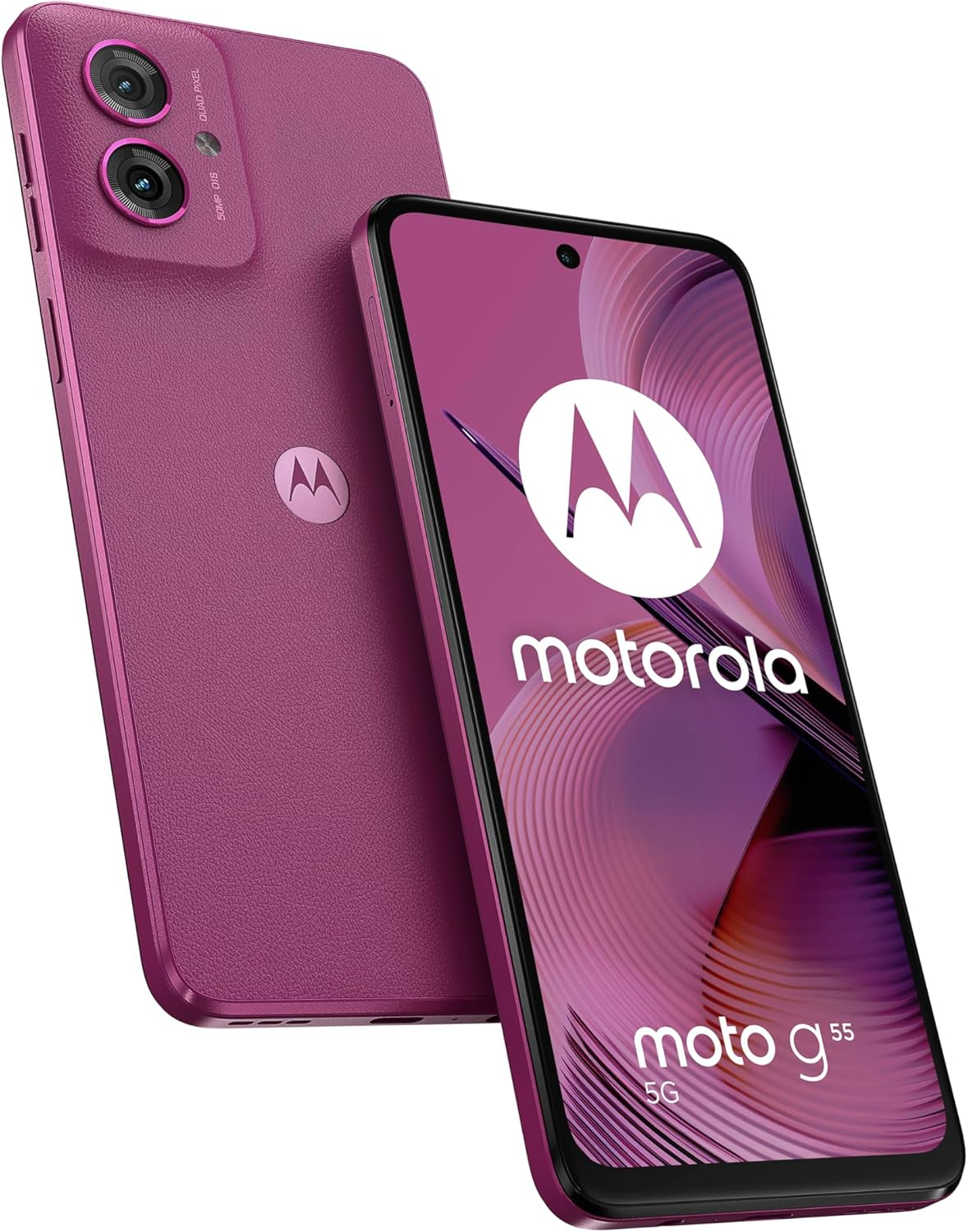 Motorola Moto G55 5G Smartphone (6.49" FHD+ Display, 50MP Camera, 8/256GB, 5000Mah, Android 14) Smoky Green (Vegan Leatherette) + Protective Cover [Amazon Exclusive]
