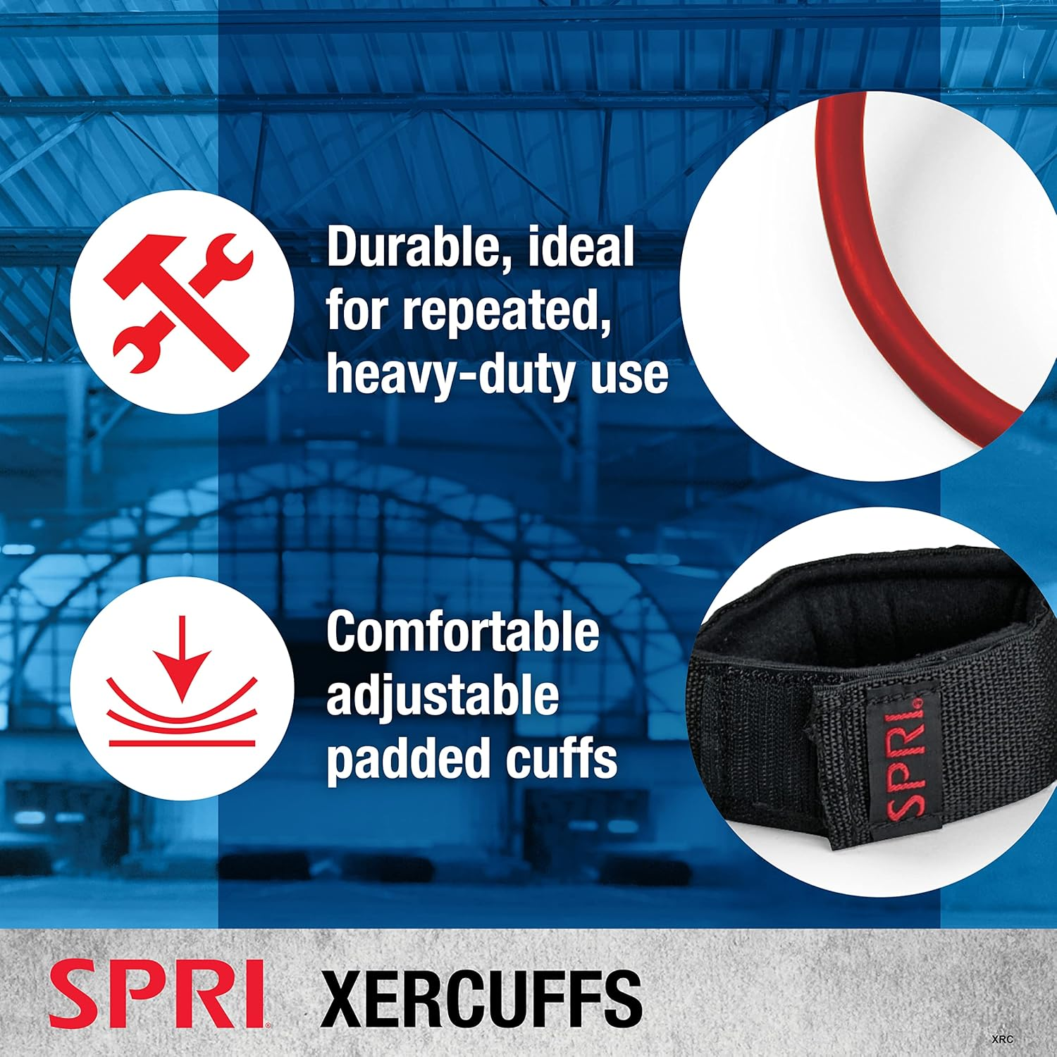 SPRI Xercuff Leg Resistance Band Exercise Cord with Non-Slip Padded Ankle Cuffs (All Bands Sold Separately) Portable for the Gym or at Home Workout Equipment image number 4