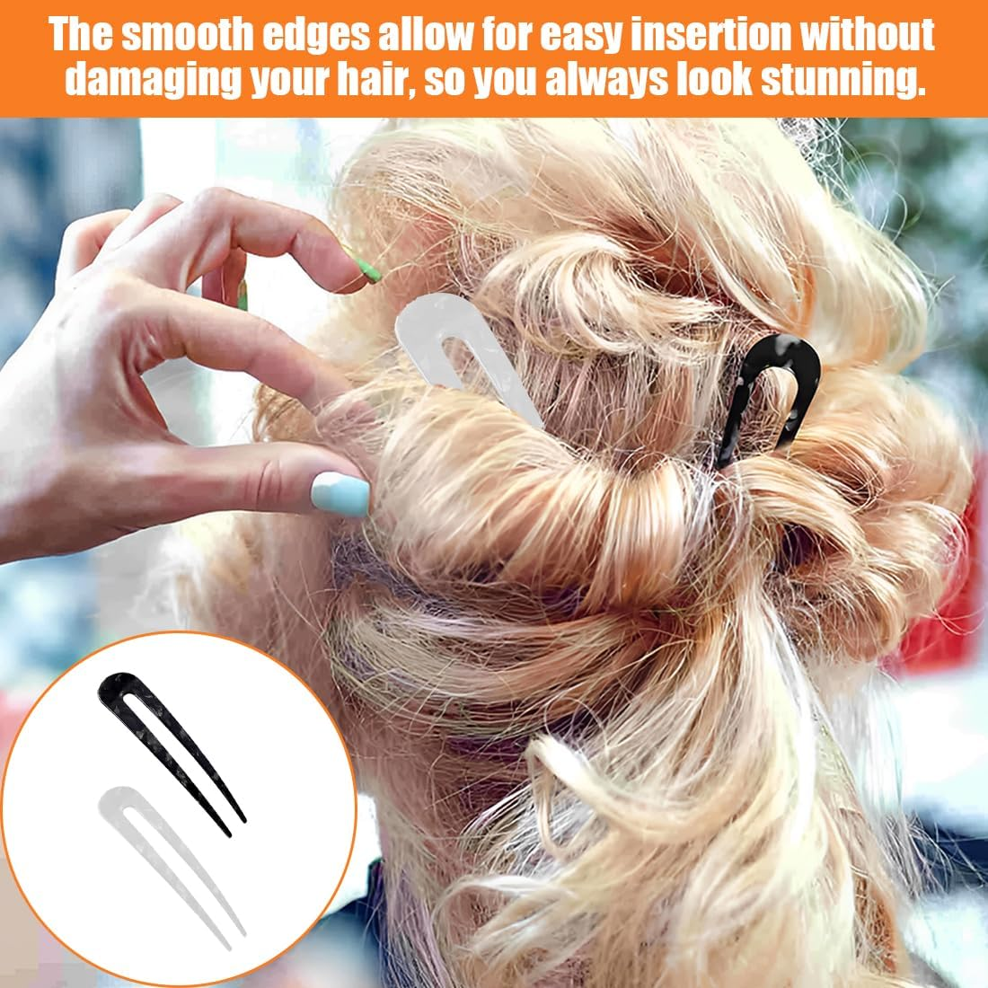 BIRLOZA Pack of 2 U-Shaped French Hair Fork Retro Hair Sticks Chinese Retro Hair Sticks Prong Hairpin Bun Hair Sticks Handmade Hair Clips for Women Girls