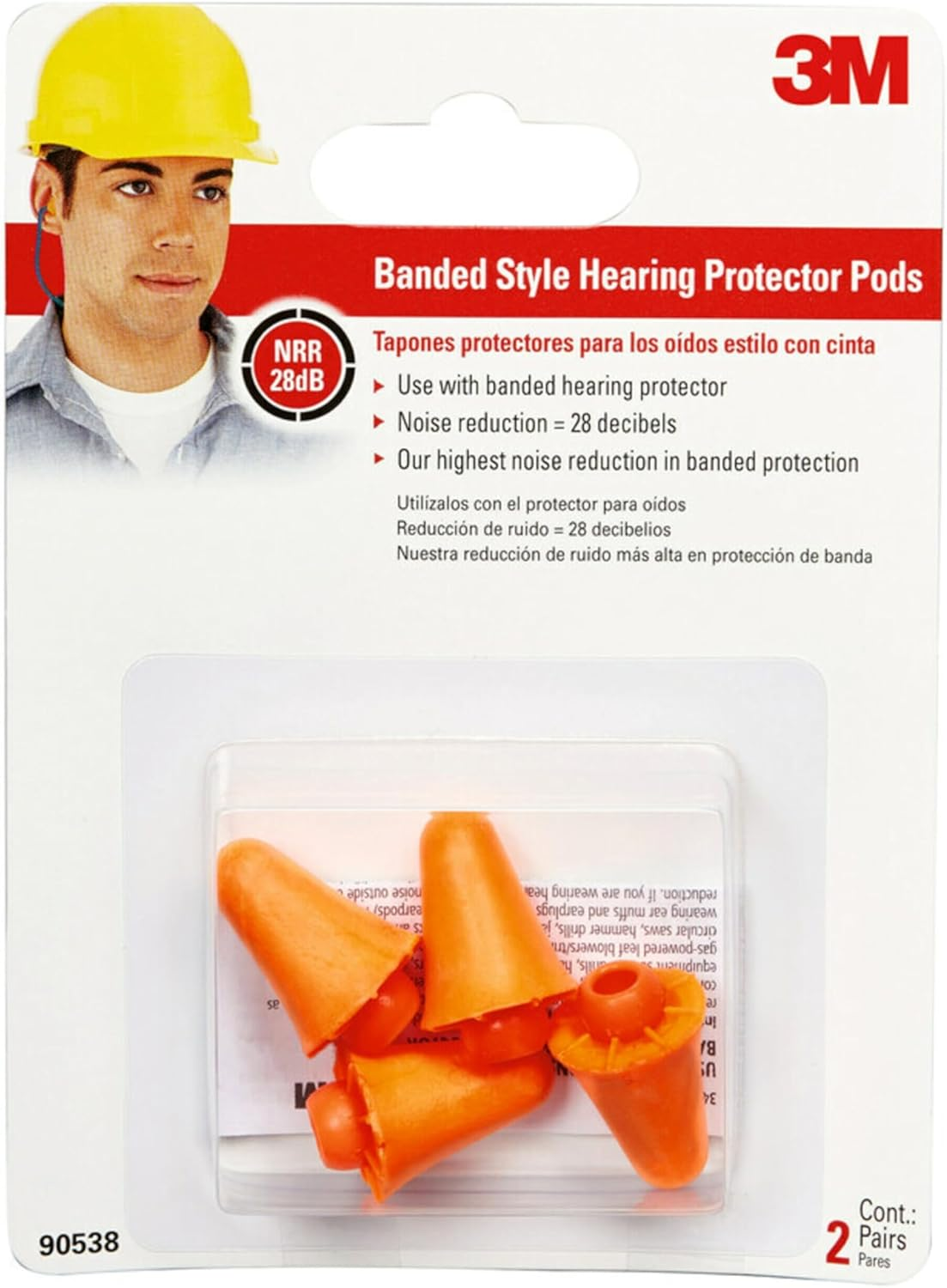 3M Safety Banded Style Hearing Protector 90537-80025T, Oranges image number 1