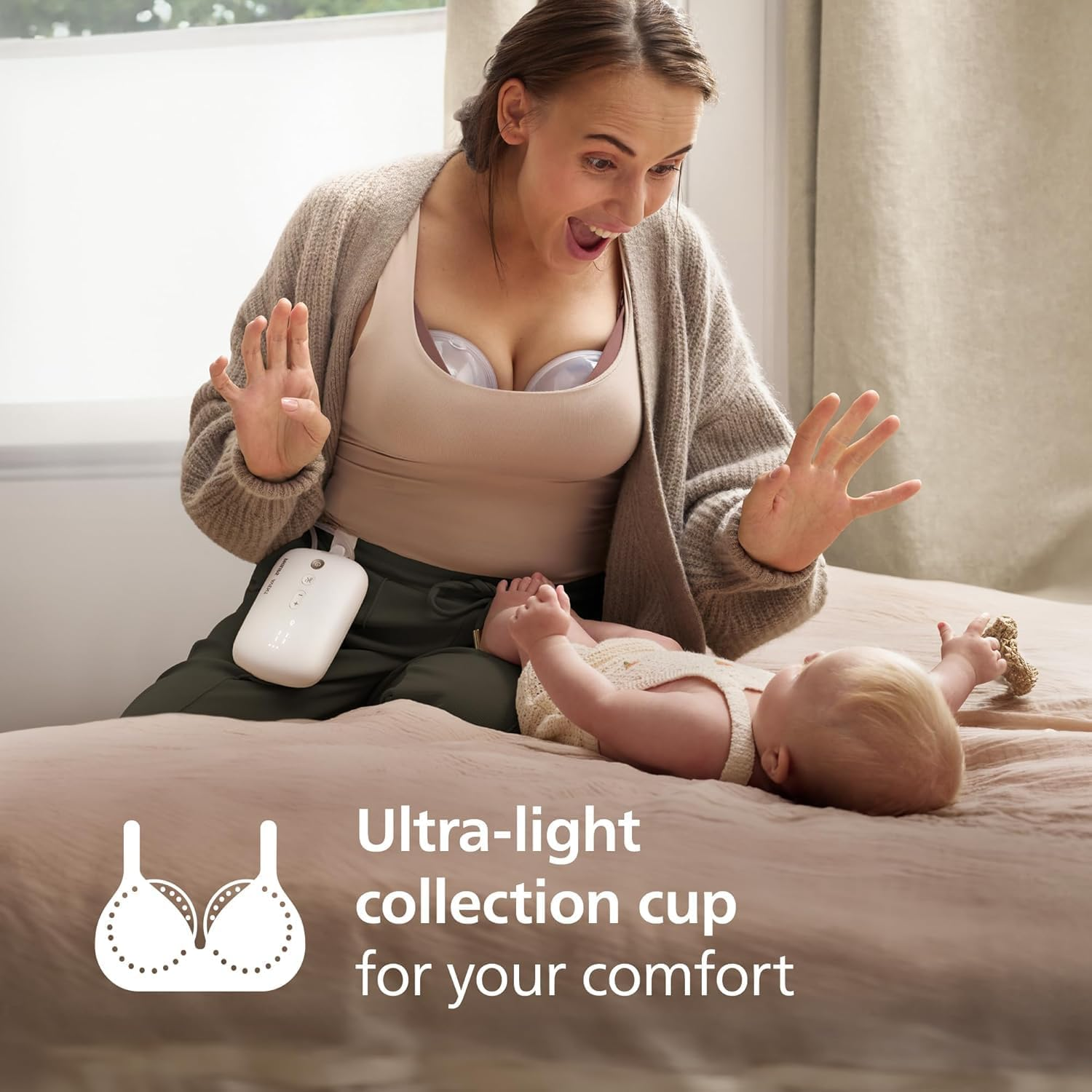 Philips Avent Hands-Free Double Electric Breast Pump, Hospital-Strength Motor, Mimics Baby'S Drinking Rhythm, Pumps up to 85 Times per Minute, 2 Collection Cups, Breast Shield (21,24 Mm), 2X Breast Shield, 2X 19Mm Inserts, SCF532/11 image number 6