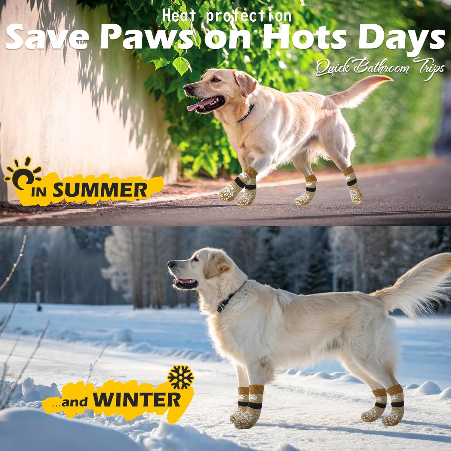 EXPAWLORER Double Side Anti-Slip Dog Socks - Shoes for Hot Pavement, Adjustable Pet Paw Protector, Traction Control Non-Skid for Indoor on Hardwood Floor Wear, Booties for Outdoor image number 7