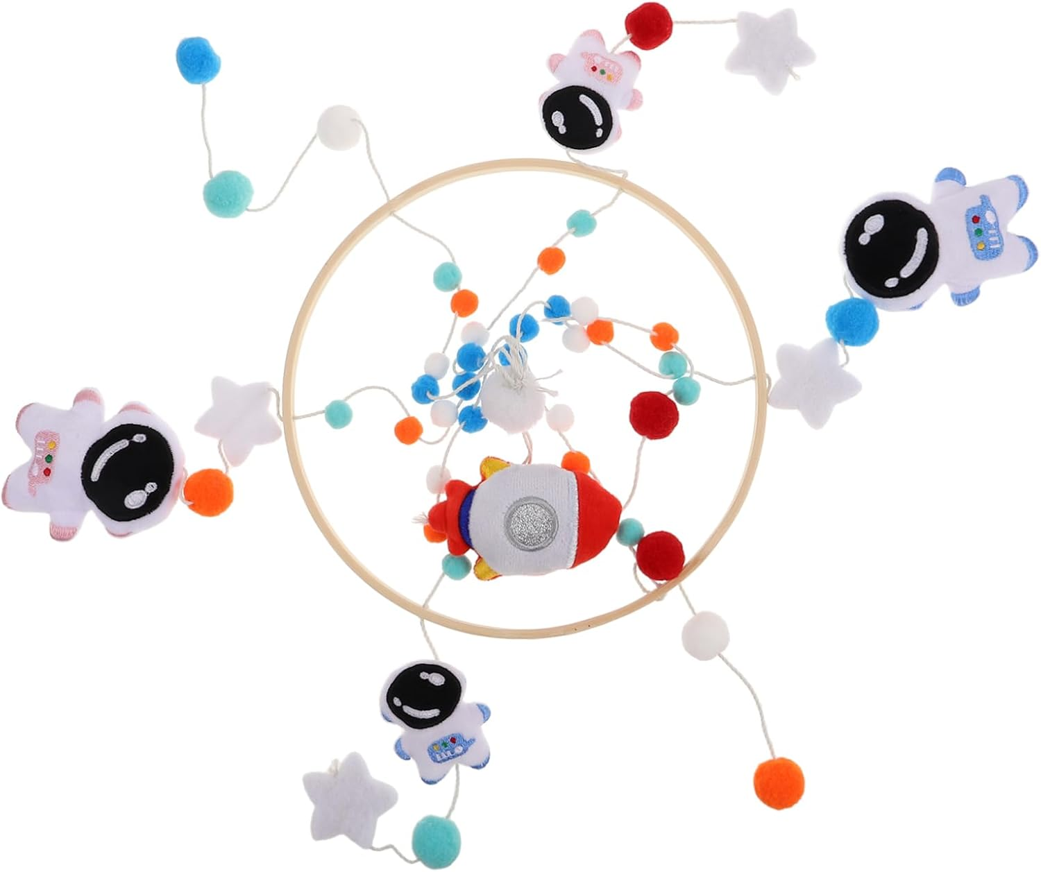 Space Themed Soothing Felt Rocket Astronaut Nursery Mobile for Gentle Sounds Wind Chime for Better Sleep Relaxation image number 2