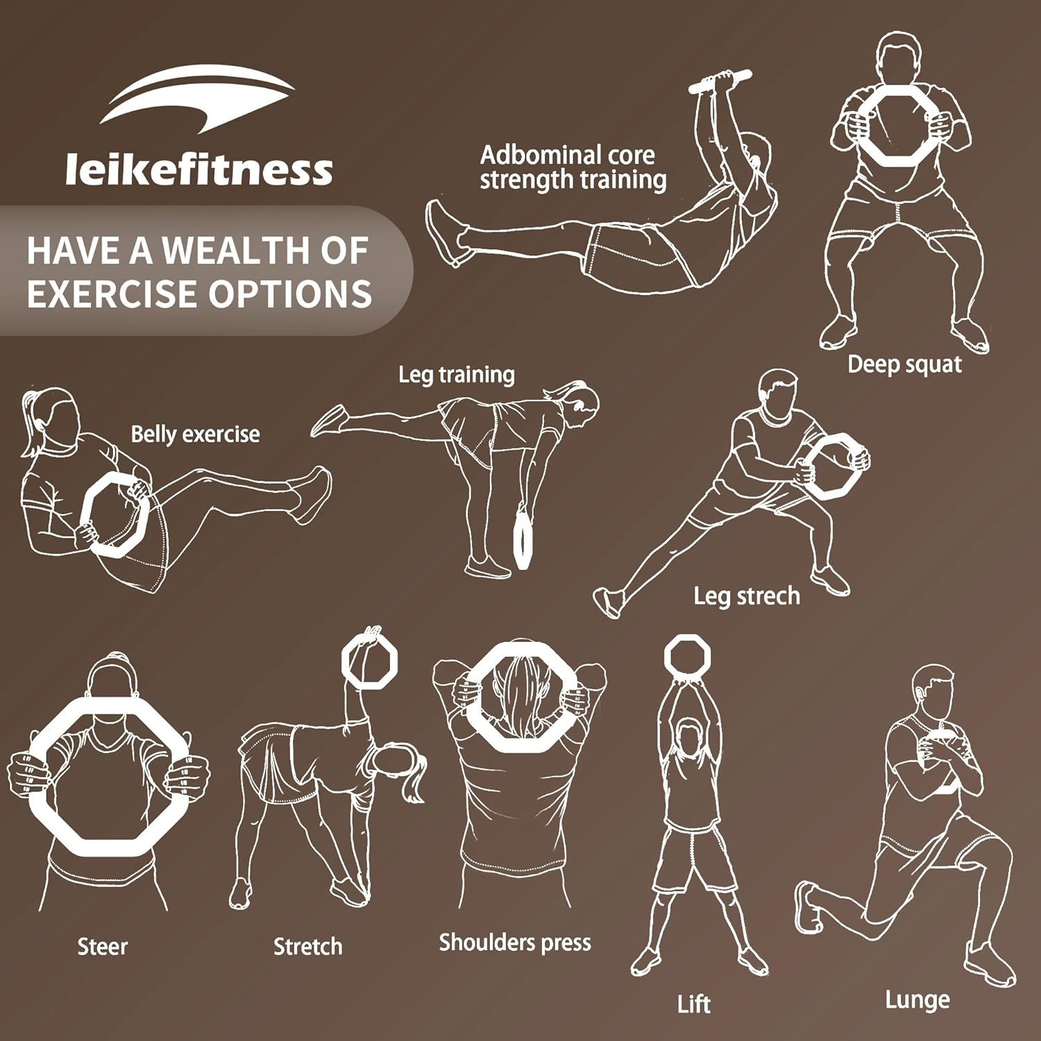 Leikefitness Weight Ring 2-In-1 Kettlebell & Dumbbell, Cast Iron+Pvc Coating, Yoga Exercise, Aerobics, Core Training, 4 in a Set (0.33LB + 5.5LB + 7.7LB + 9.9LB) image number 1