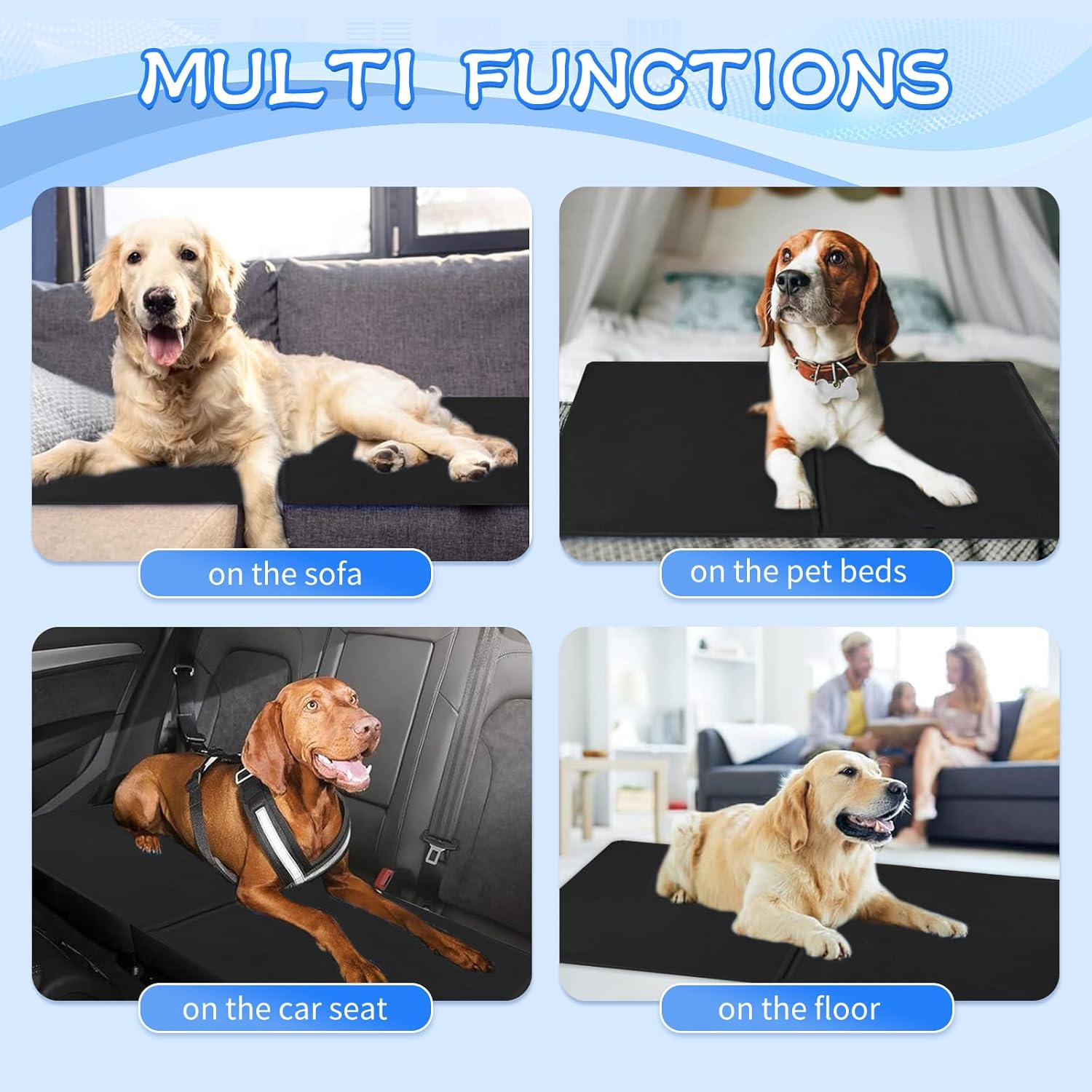 Dog Cooling Mat, Cooling Mat for Dogs and Cats, Dog Cooling Mat for Summer, Dog Cooling Mat, Self-Cooling Cushion with Non-Toxic Gel, Pets Cooling Dog Mat (Black, 50 X 40 Cm) image number 4