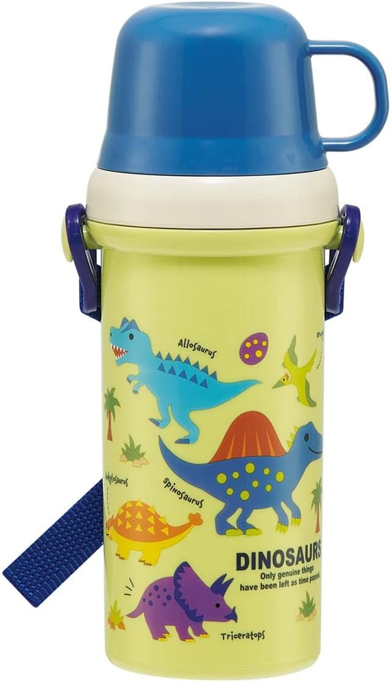 Skater PDSH5-A Dinosaurus Picture Water Bottle, 16.2 Fl Oz (480 Ml), Clear Bottle with Straw, for Kids and Boys