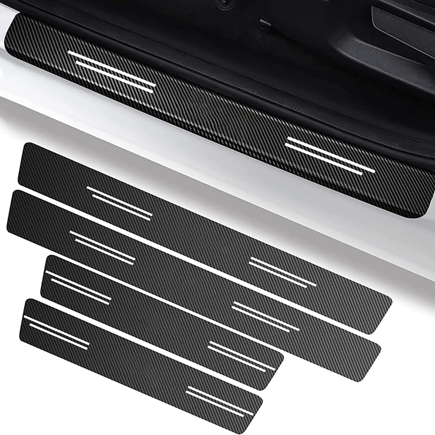 4 Pieces Car Door Sill Protector, Car Door Threshold Protector, Vehicle Door Sill Decoration Steps, Universal Waterproof Door Threshold Strips Exterior Accessories for Truck SUV (BZ 04) image number 4