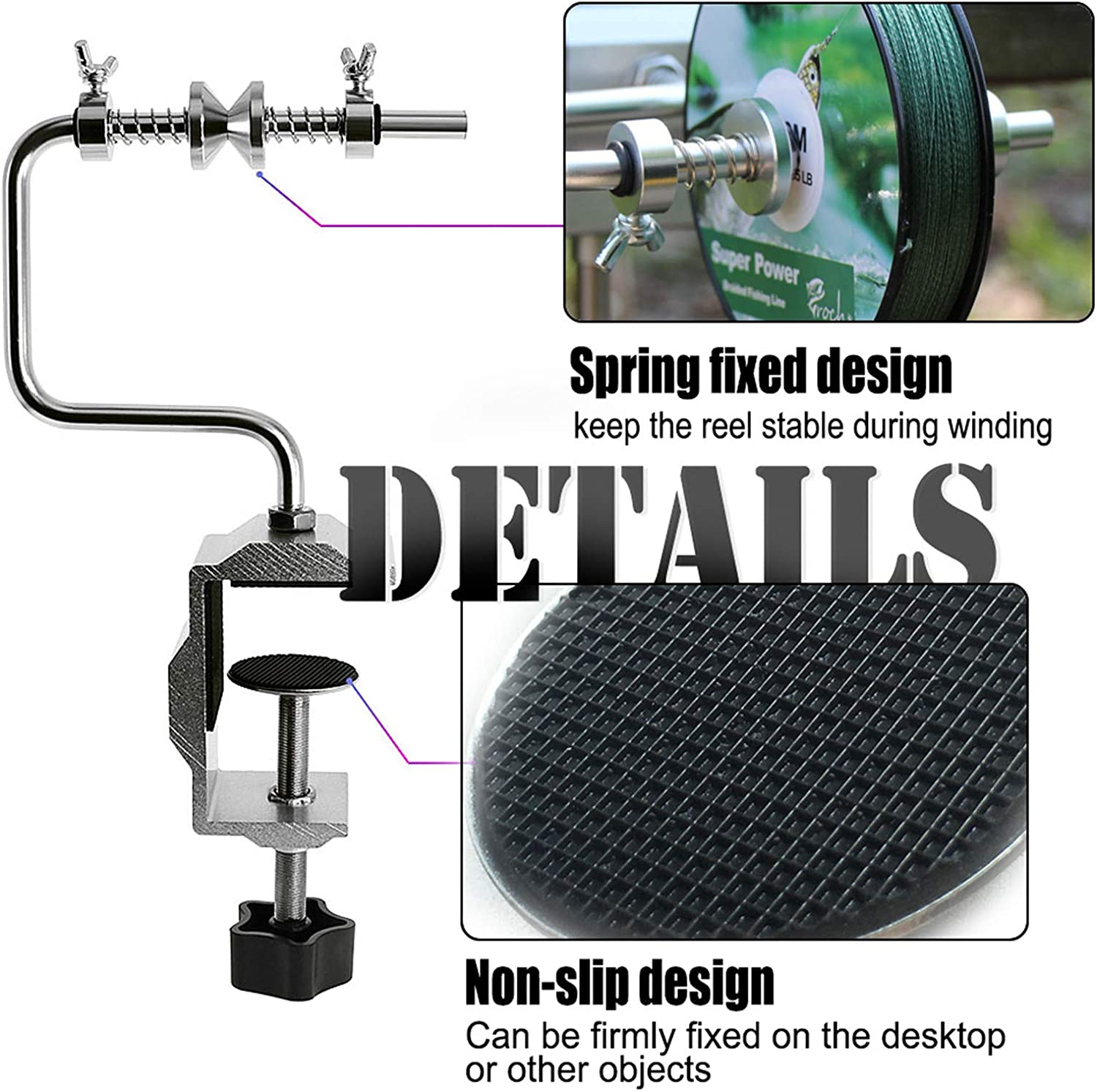 Croch Fishing Line Spooler System Adjustable Protable Fishing Line Winder image number 3