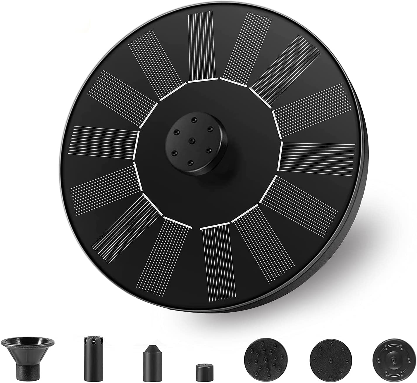 HFAN Solar Fountain Pump, Garden Solar Water Fountain Solar Powered Water Pump with 6 Nozzles, Solar Pond Pump for Water Feature, Fountain, Pool, Bird Bath, Garden Decoration image number 6