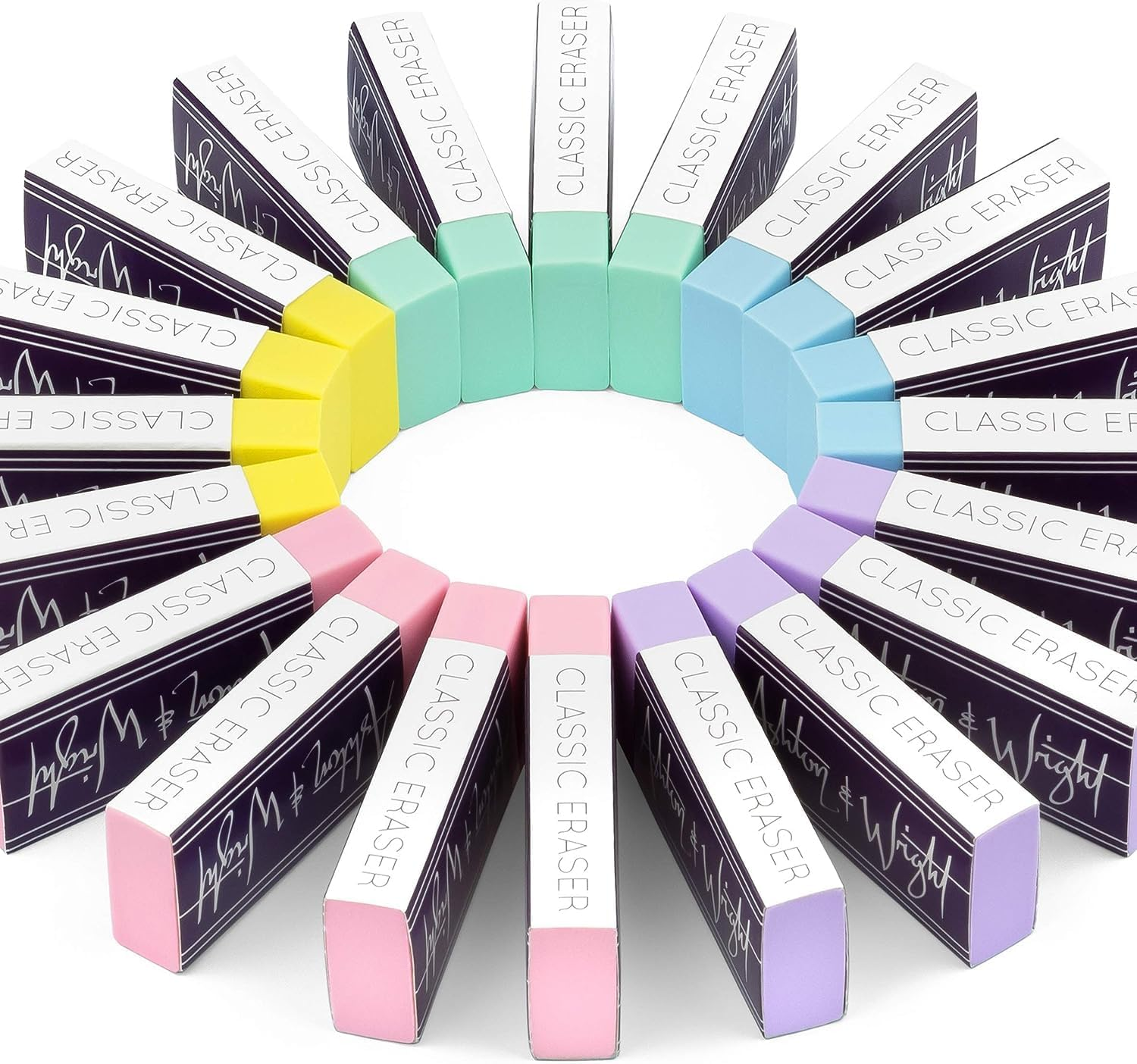 Ashton and Wright - Classic Eraser - Latex Free Plastic Rubber (Pack of 20, Tropical Neon)