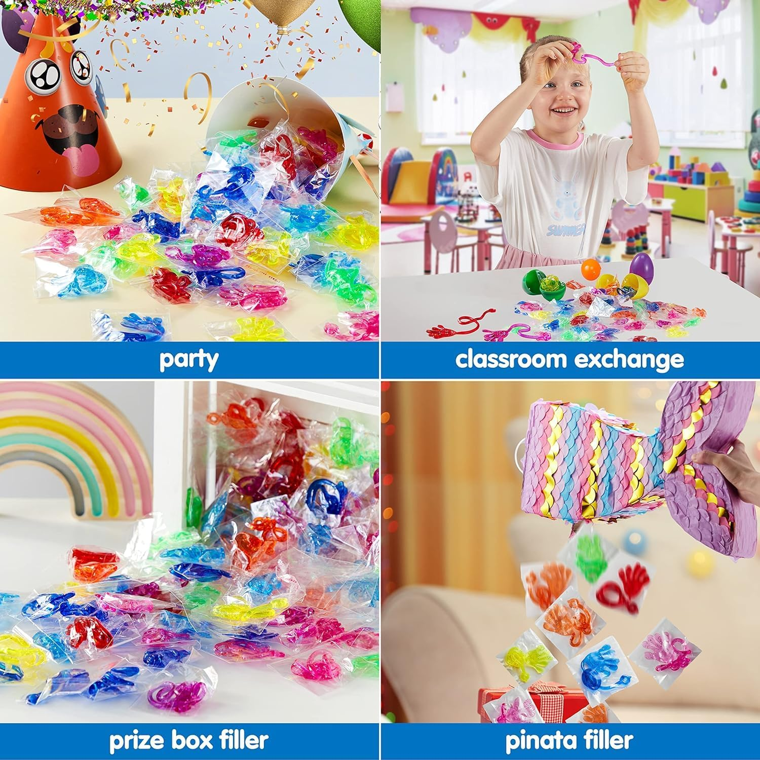 JOYIN 48Pcs Glitter Sticky Hands Party Favors, Sticky Fingers Party Table Favors Set for Kids, Holiday Traditions, Classroom Treasure Box Carnival Prizes Bulk Pinata Stuff Mini Toys image number 5