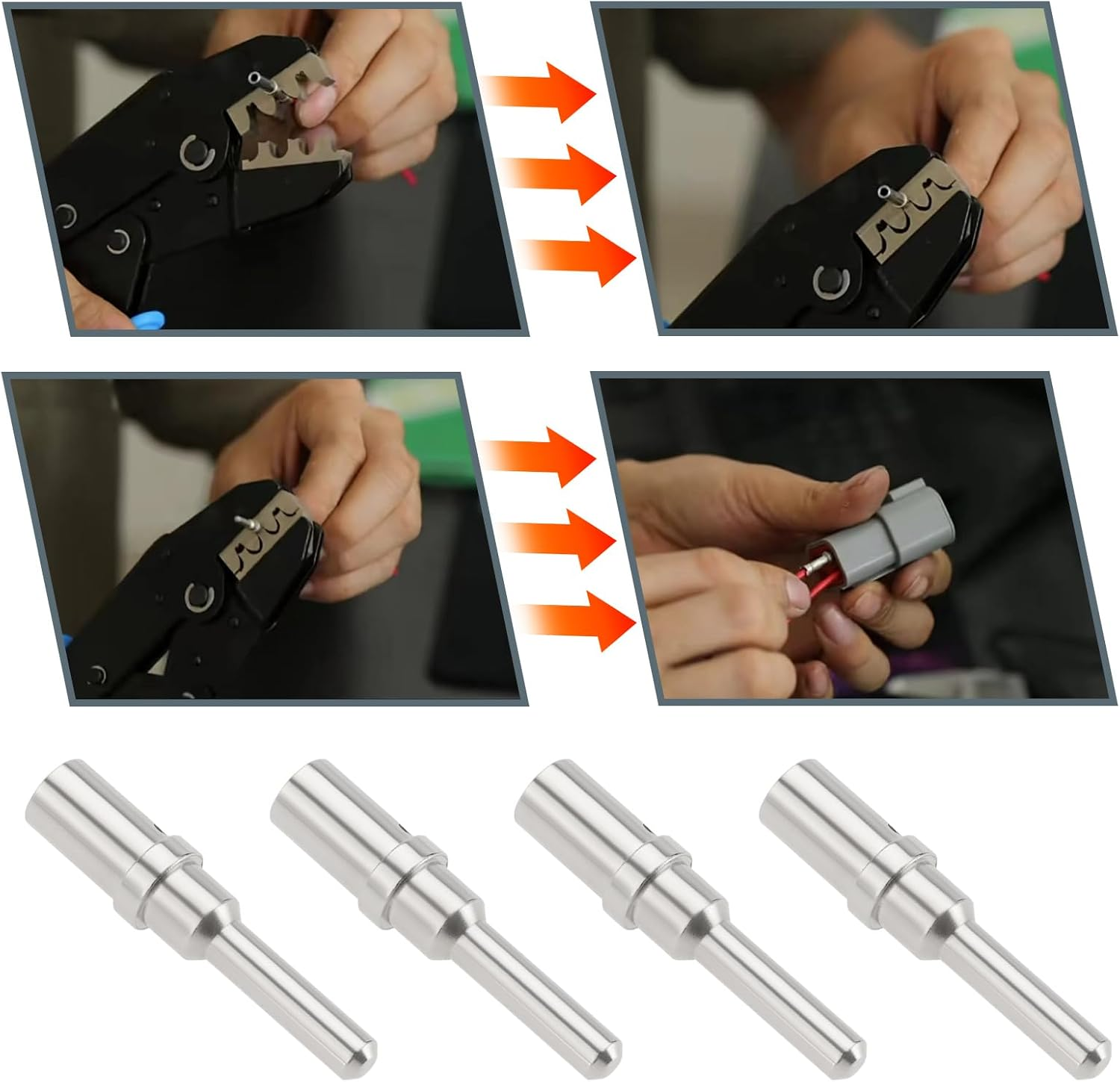 Ecsing 10 Sets 12 Pin Electrical Wiring Crimp Terminal DTP Terminals 0460-204-12141 0462-203-12141 Compatible with Deutsch 12-14 AWG Male and Female image number 5