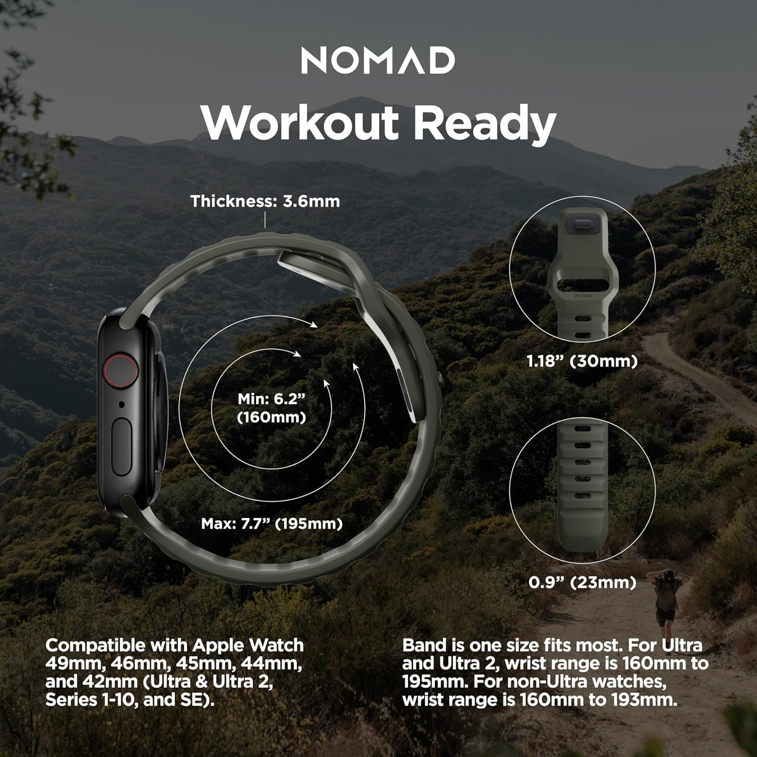 NOMAD Sport Band V2 | for Apple Watch 42/44/45/49 Mm | Durable, Waterproof Watch Strap image number 3