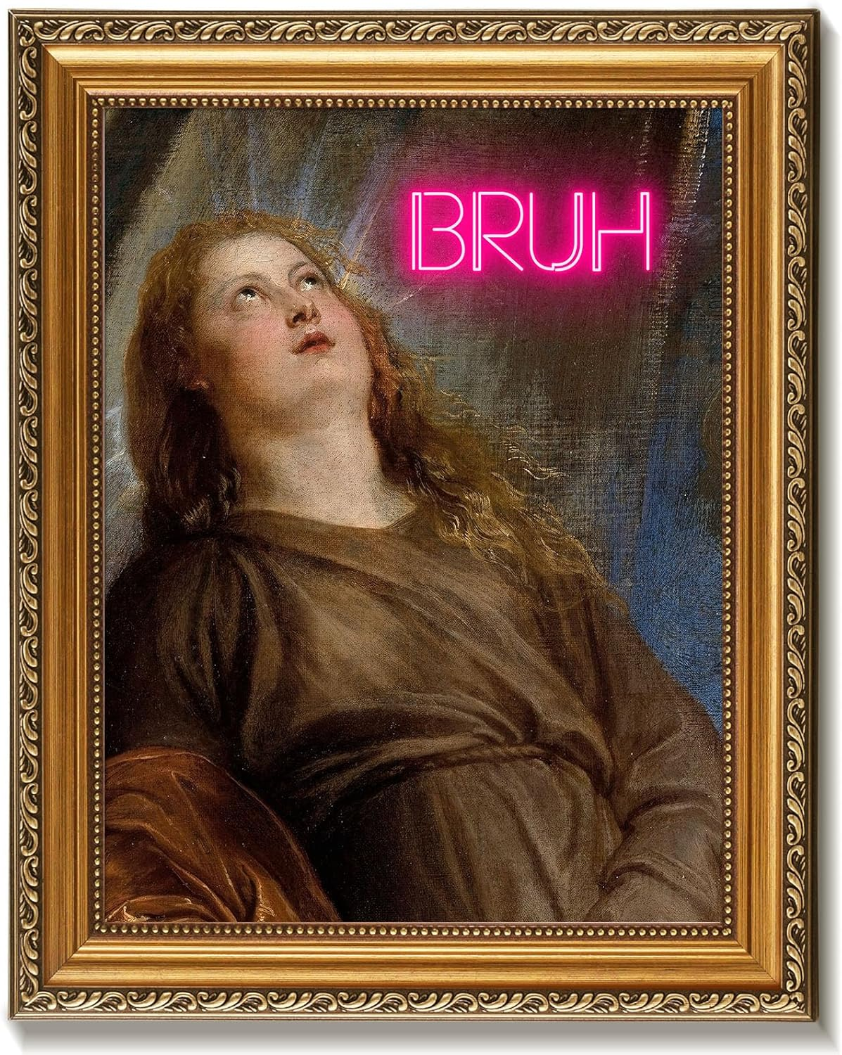 Uniro Vintage Gold Framed Wall Art for Home Decor, Farmhouse Wall Decor Wildflower Field Landscape Canvas Artwork, Antique Landscape Oil Painting for Bedroom Wall Decor, Rustic Country Aesthetic