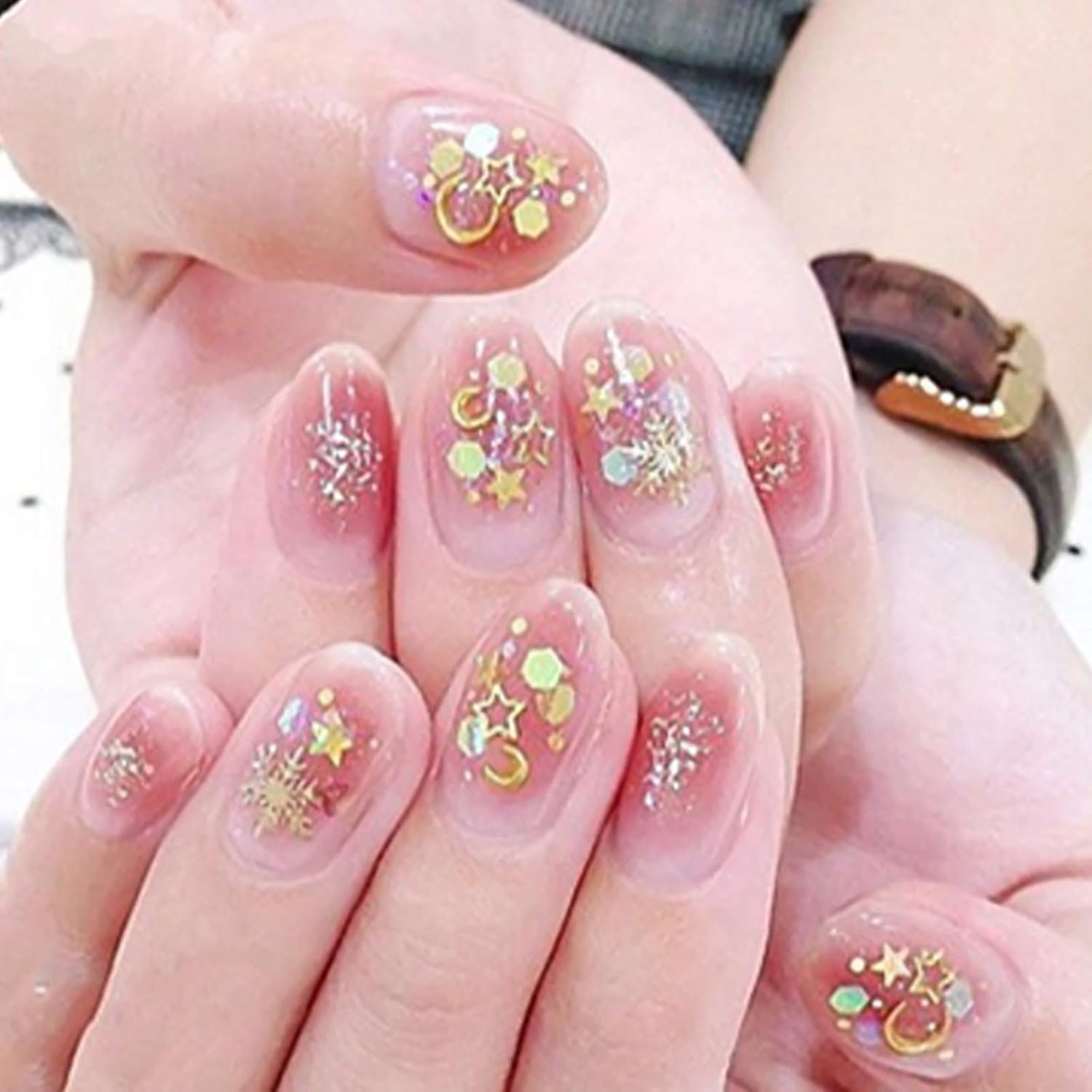 3 Boxes Nail Art Sequins Jewelry Coarse and Fine Glitter Mix Colorful Nail Stickers