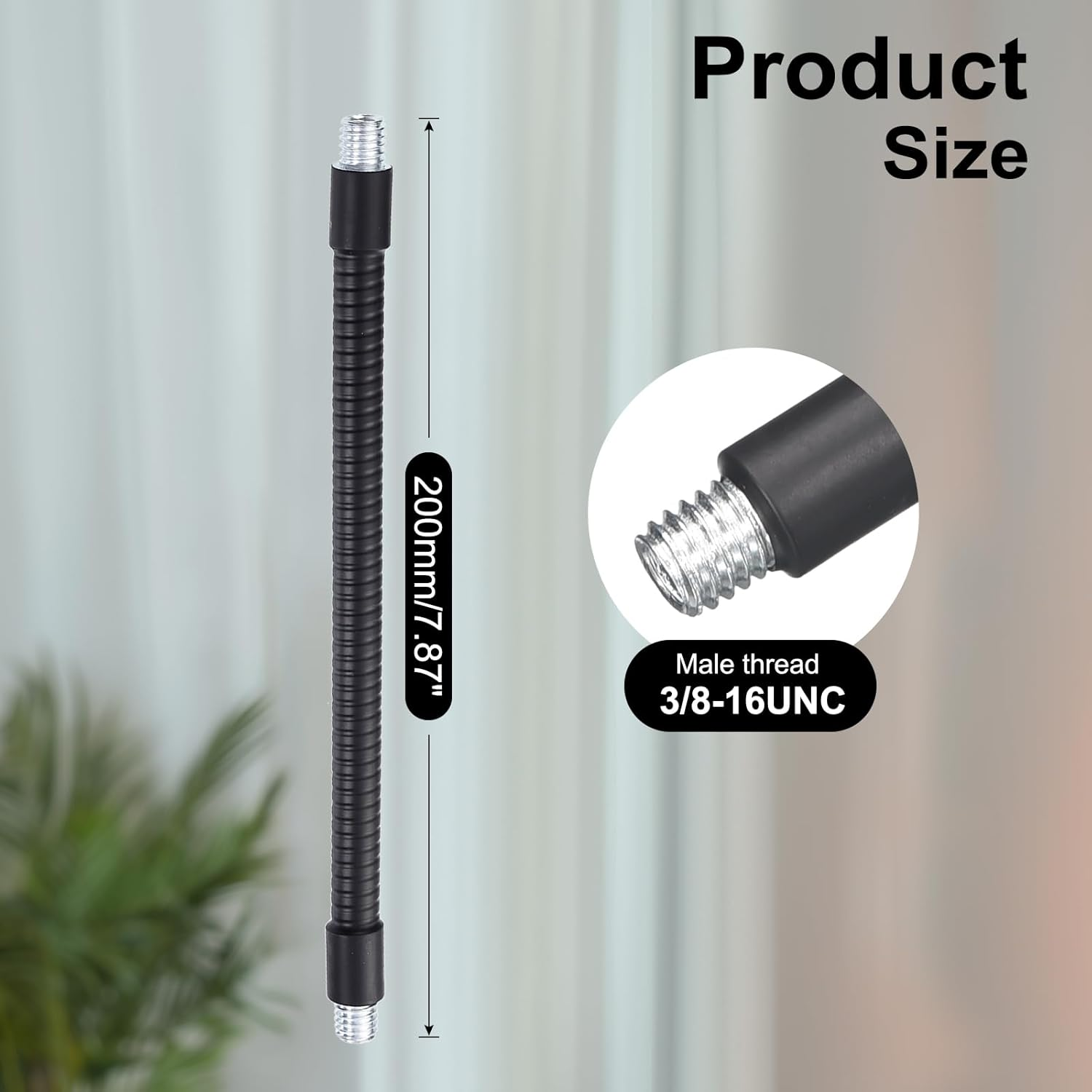 Awclub 8-Inch Flexible Gooseneck Tubing, 3/8"-16 Male to Male Thread Universal Arm Gooseneck Extension Holder for Microphone, Tripod Phone, Camera, LED Video Lights 2 Pack image number 6