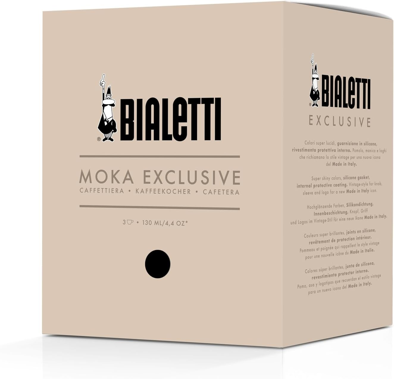 Bialetti Moka Exclusive: Black 3 Cup Iconic Stovetop Espresso Maker, Makes Real Italian Coffee, (4.3 Oz - 130 Ml), Aluminium, Black image number 3