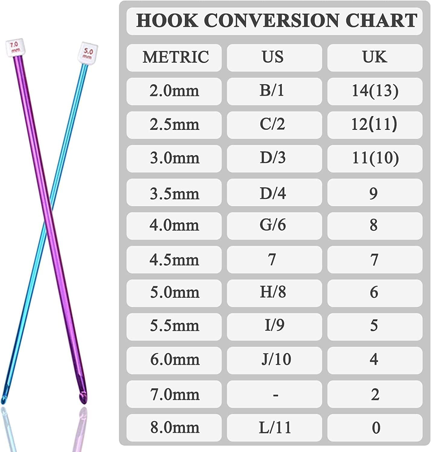 11Pcs Long Crochet Hook Set, Colorful Tunisian Crochet Hooks Afghan Crochet Needles for Crocheting, 2Mm to 8Mm, Great Knitting Crochet Supplies Tool Set for Beginner Crocheter Knitter image number 1