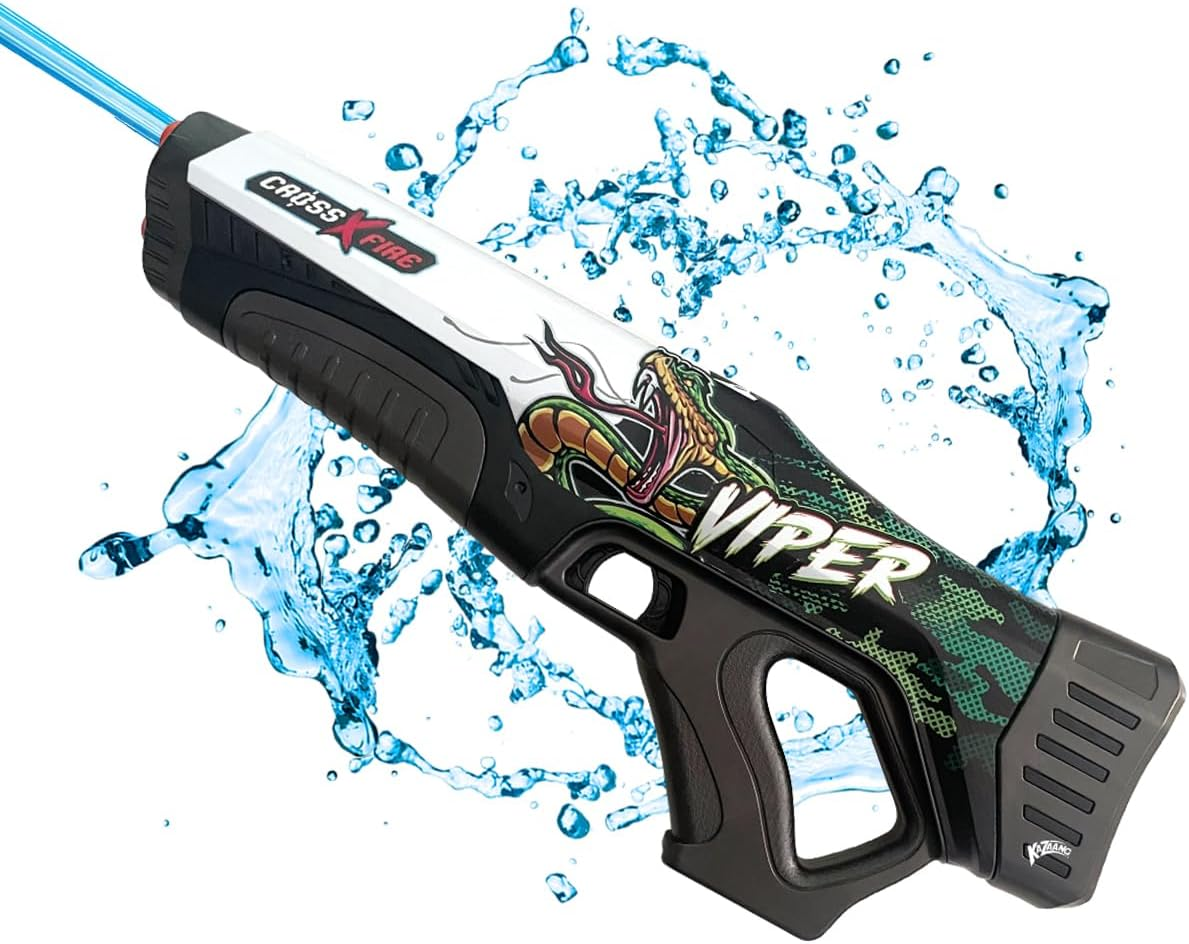 Kazaang Crossxfire Aquaz Viper - Electric Water Gun with 10M Range and Rechargable Battery - 6000 Water Bullets per Charge - 23S Quick Auto-Reload - Includes Goggles and Charger - Suitable for 8+ image number 5