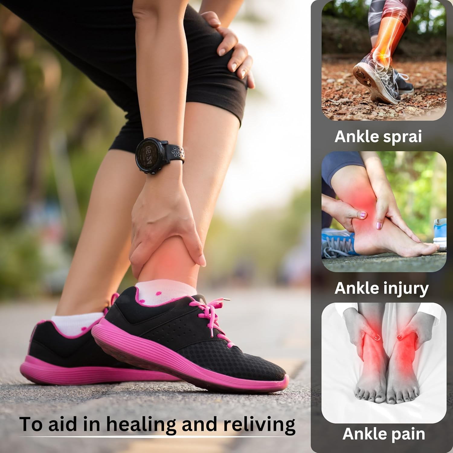 Wonder Care Ankle Support Band for Heel Pain Relief, Ankle Brace for Men/Women, Ankle Binder for Foot Support, Pain Relief, Ankle Belt/Cap Foot Support for Pain Relief - Free Size - Blue image number 3