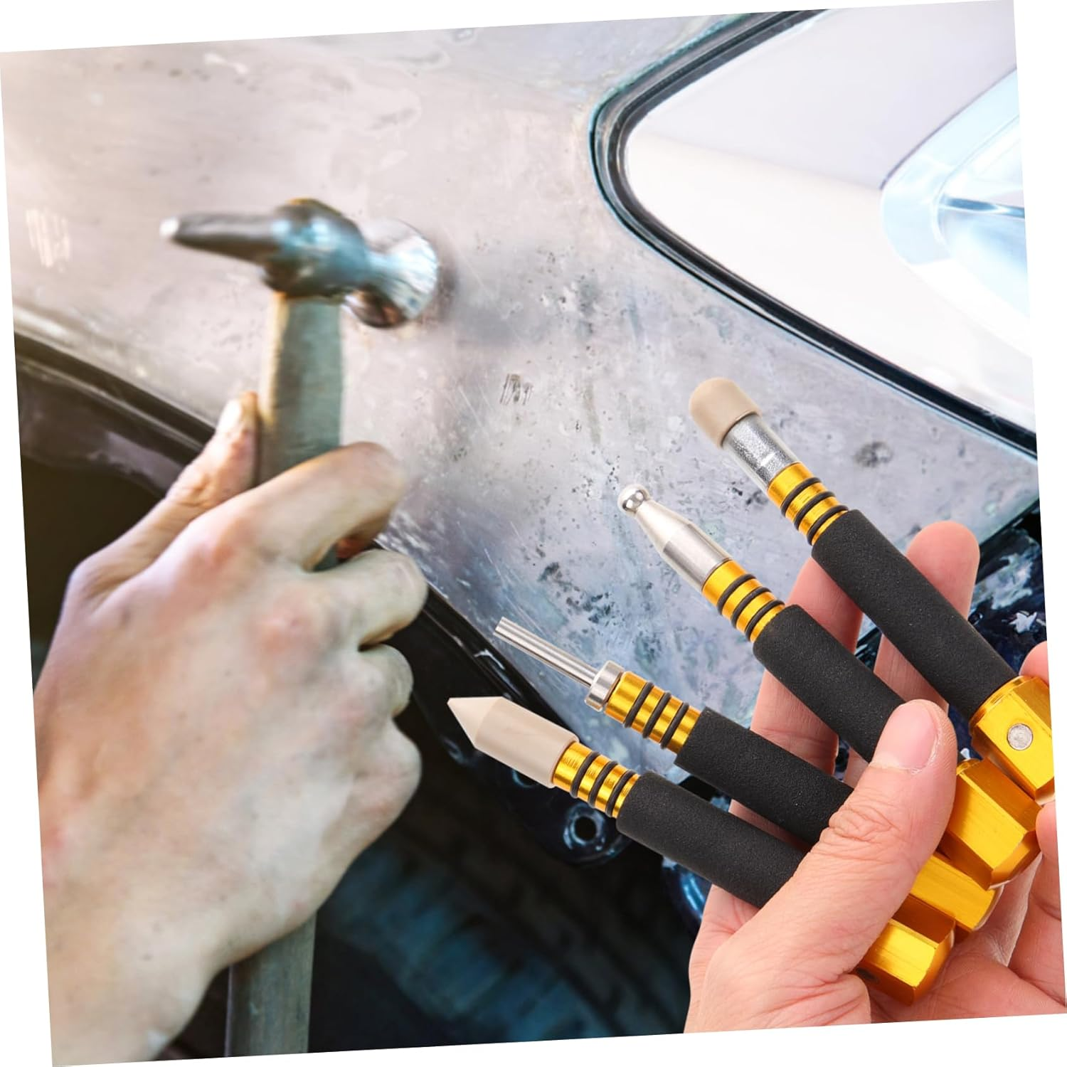 BELLIFFY 4Pcs Tap down Pen Dent Tool Kit for Automotive Paintless Dent Repair Professional Body Repair Equipment Set Diy Use image number 4