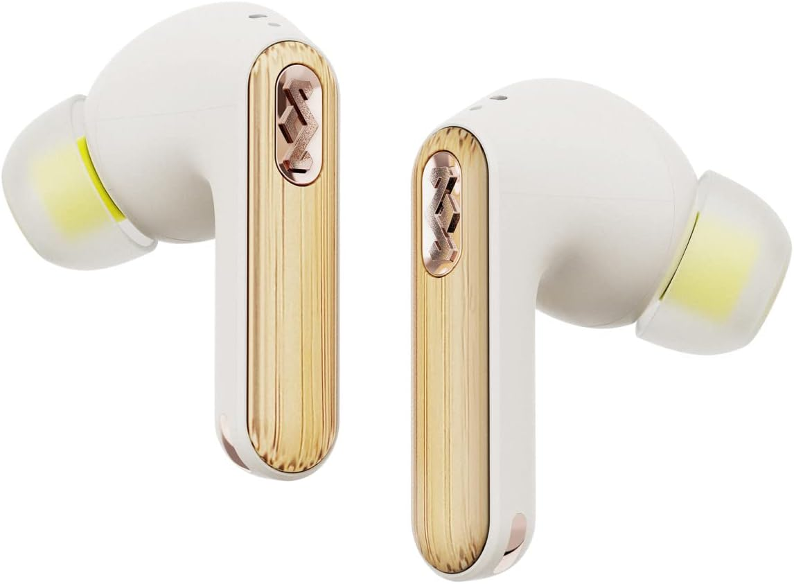 House of Marley Redemption ANC 2 Wireless In-Ear Bluetooth Headphones, Active Noise Cancellation, 24 Hours Playtime, In-Ear Sensors, with App, Cream, One Size, EM-DE031-CE, Cream