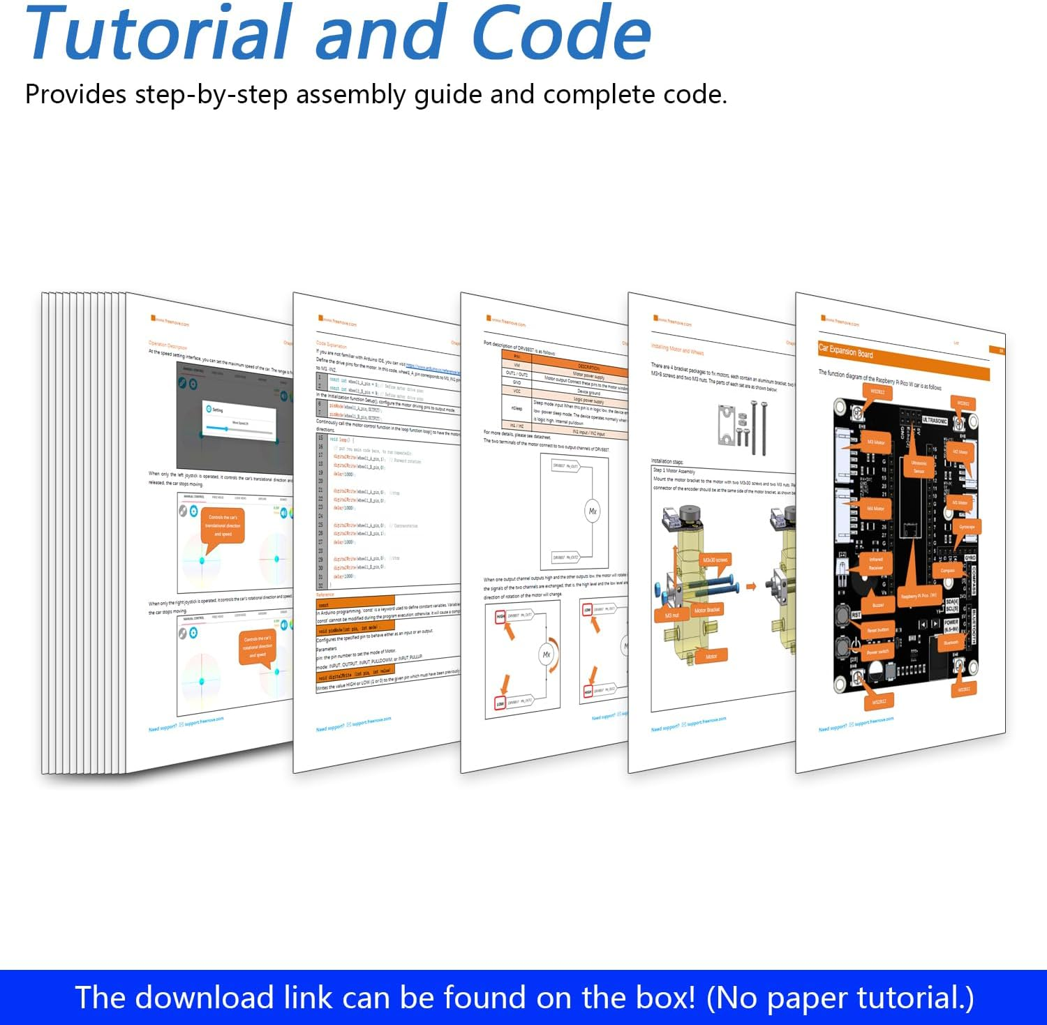 Freenove Omni Wheel Car Kit for Raspberry Pi Pico (Included), Dual-Core Arm Cortex-M0+ Microcontroller, 3 and 4 Wheel Forms, Accelerometer Module, Compass Module, Ultrasonic Distance Sensor - With Raspberry Pi Pico 2 image number 2