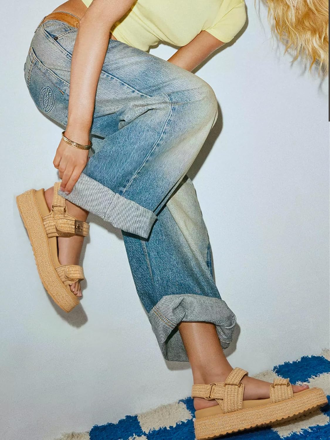 VARECOLA Slip on Espadrilles Wedge Platform Sandals for Women Clear Strap Slide Heeled Sandals Beach Summer Mule Sandals image number 5