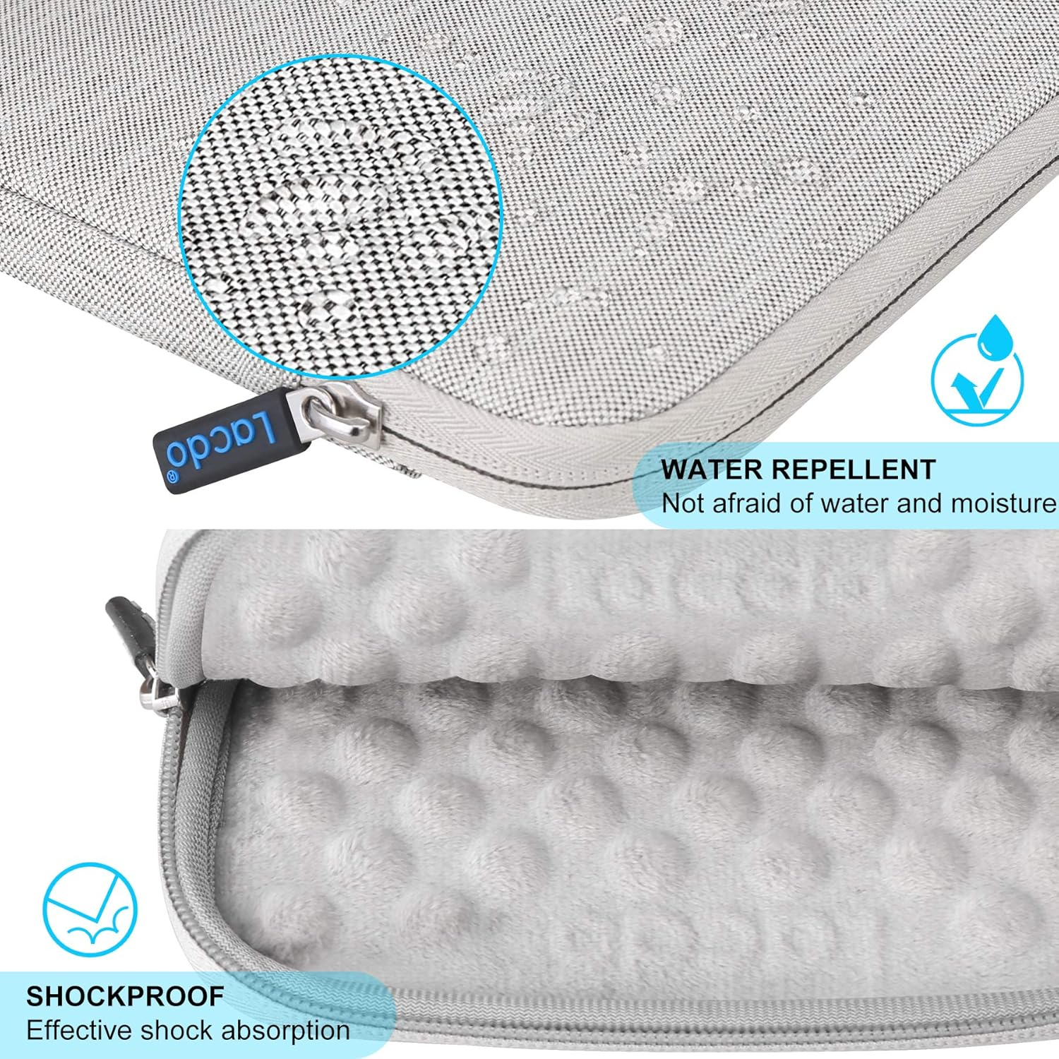 Lacdo Waterproof External USB CD DVD Writer Blu-Ray Protective Storage Carrying Case Bag Compatible Apple MD564ZM/A Superdrive,Magic Trackpad, Samsung/Lg/Dell/Asus/External DVD Drives, Gary - Gray image number 3