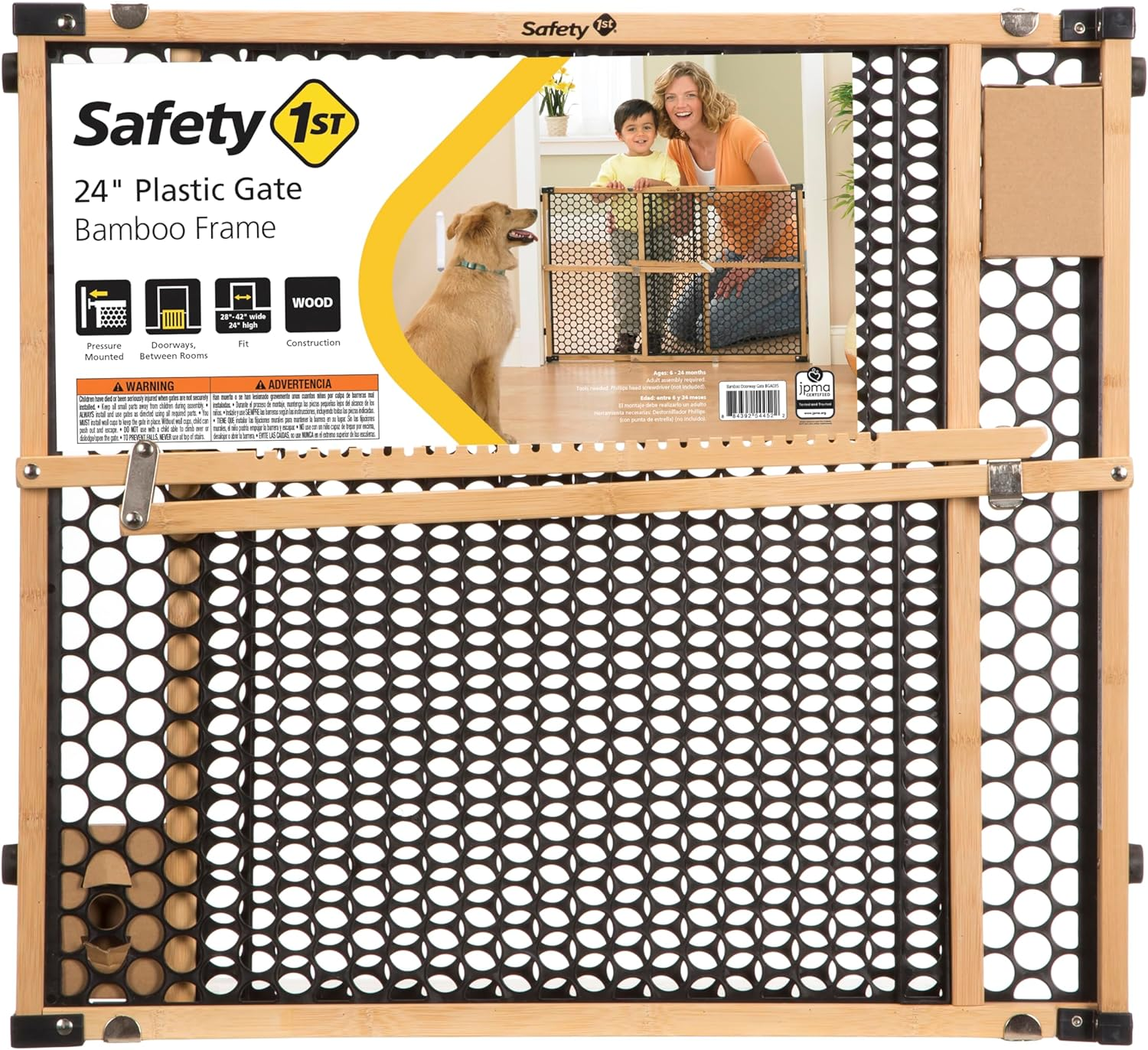 Safety 1St Eco-Friendly Nature Next Bamboo Gate, Bamboo and Black, Fits Spaces between 28" and 42" Wide image number 5