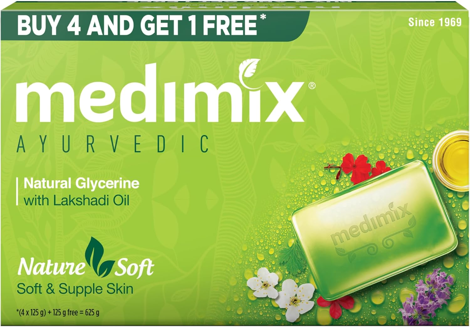 Medimix Ayurvedic Glycerine Soap, 125G (4+1 Super Saver Pack) image number 3