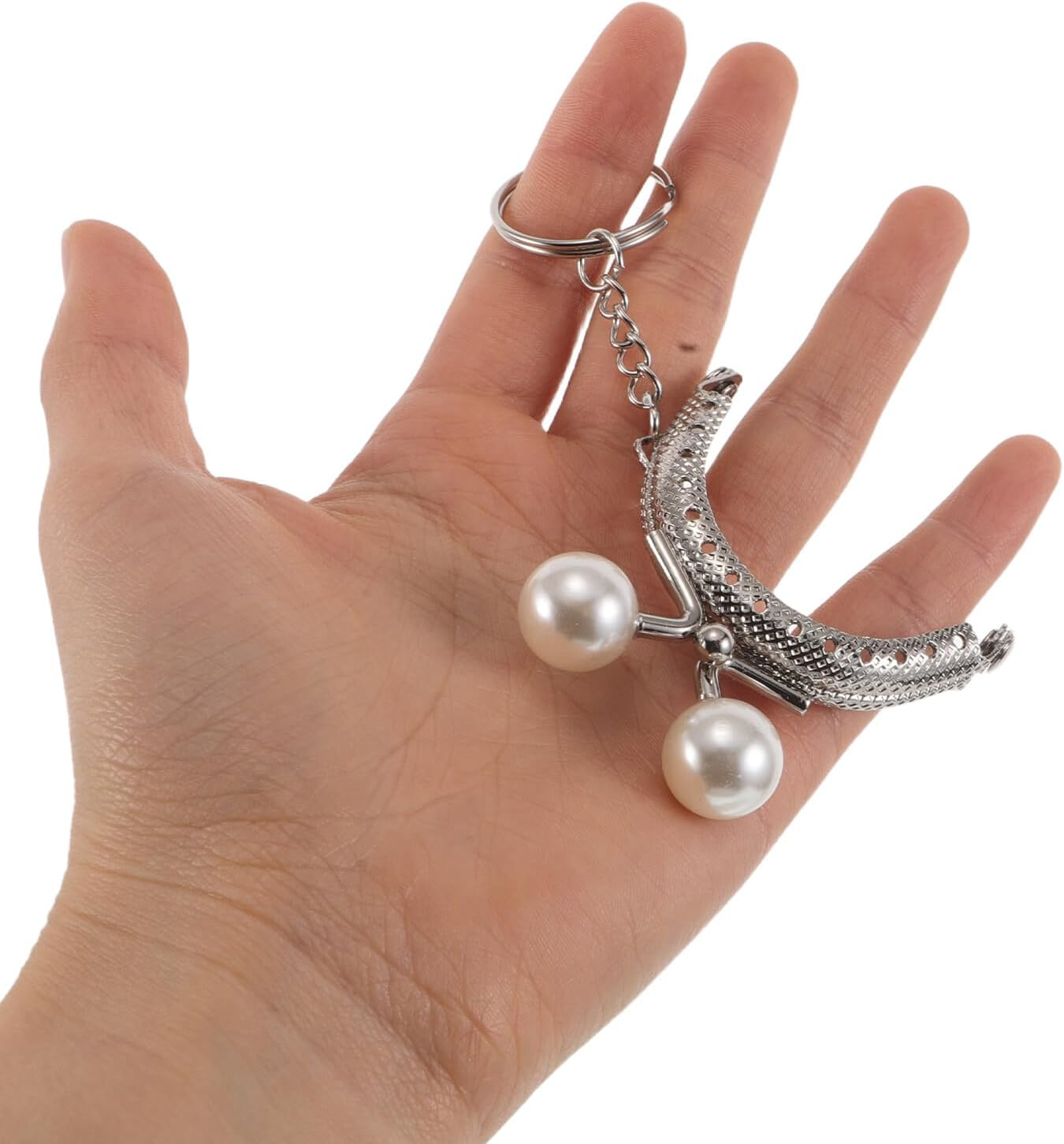 Gadpiparty 6Pcs Retro Metal Purse Frames with Simulation Pearls and Keychain, Antique Decorative Bag Clasp Locks for DIY Craft Purse Making and Doll Bag Accessories in Australia image number 5