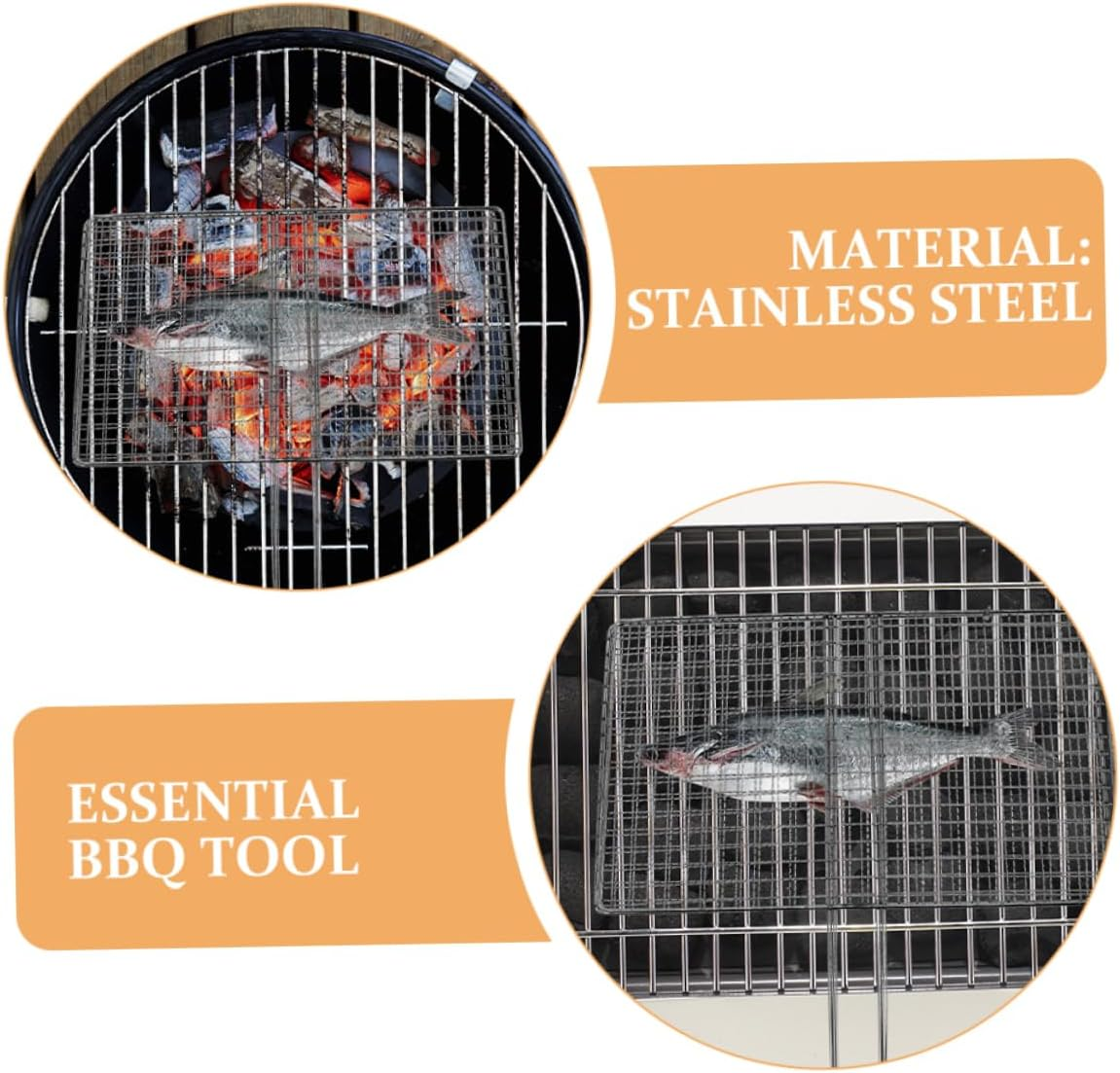 JOINPAYA Stainless Steel Grilled Fish Clip - Heavy Duty Bbq Grill Basket for Meat Vegetables & Shrimp Ideal for Outdoor Grilling & Camping for Outdoor Grilling and Camping (Mesh Grids Style)